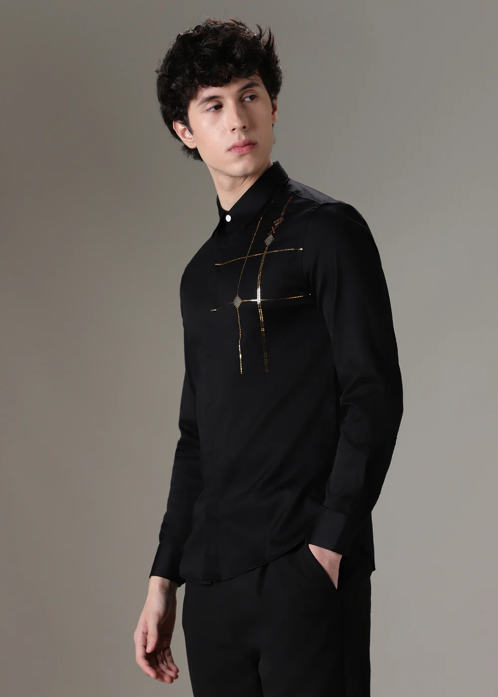 Plaid Diamond Black Designer Shirt - Image 5