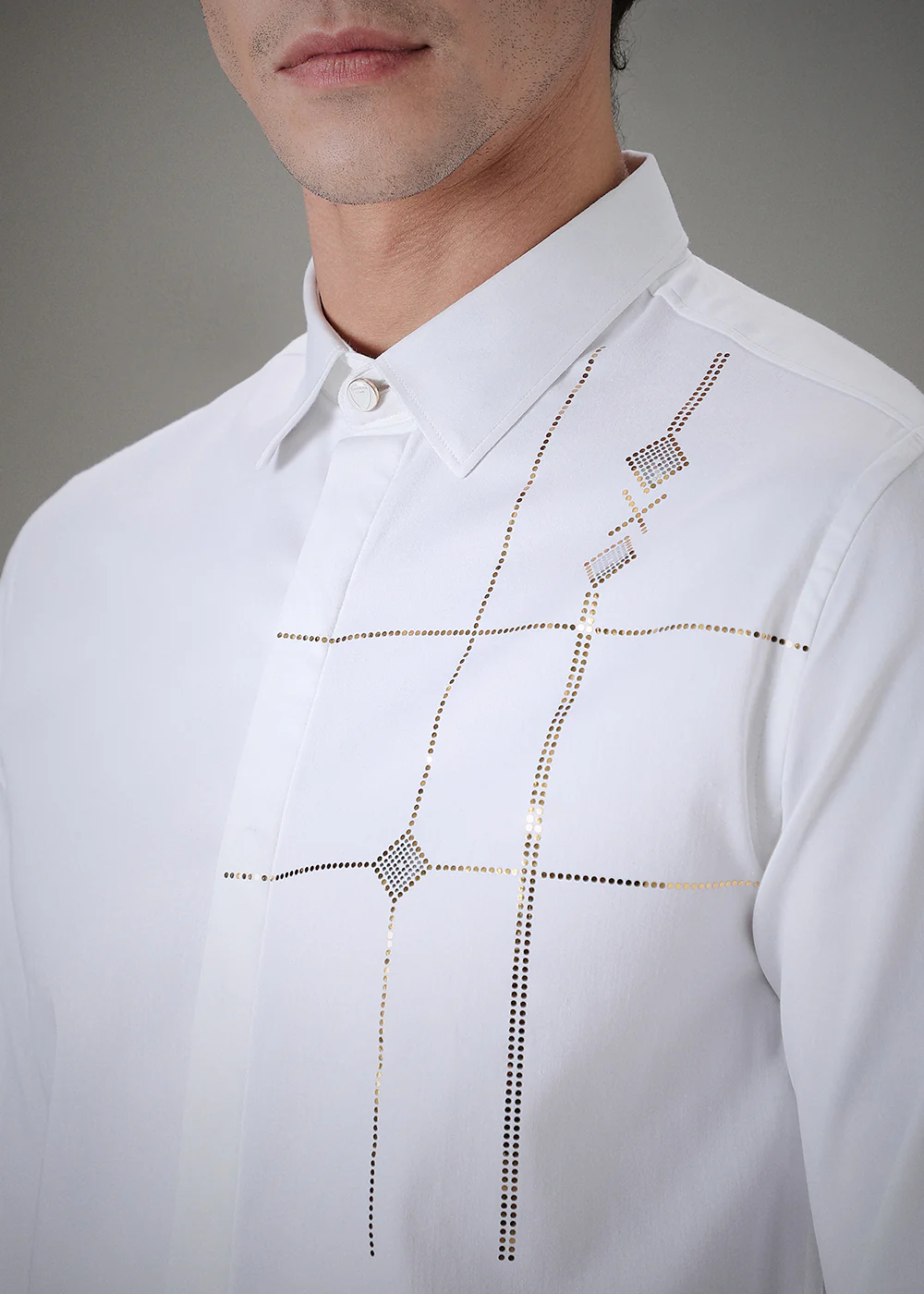 Plaid Diamond White Designer Shirt - Image 2