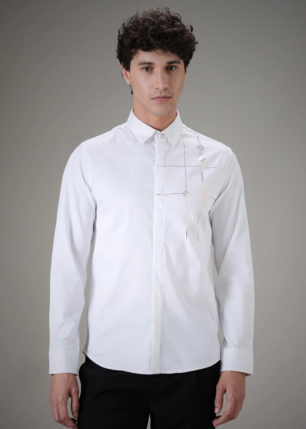Plaid Diamond White Designer Shirt - Image 5