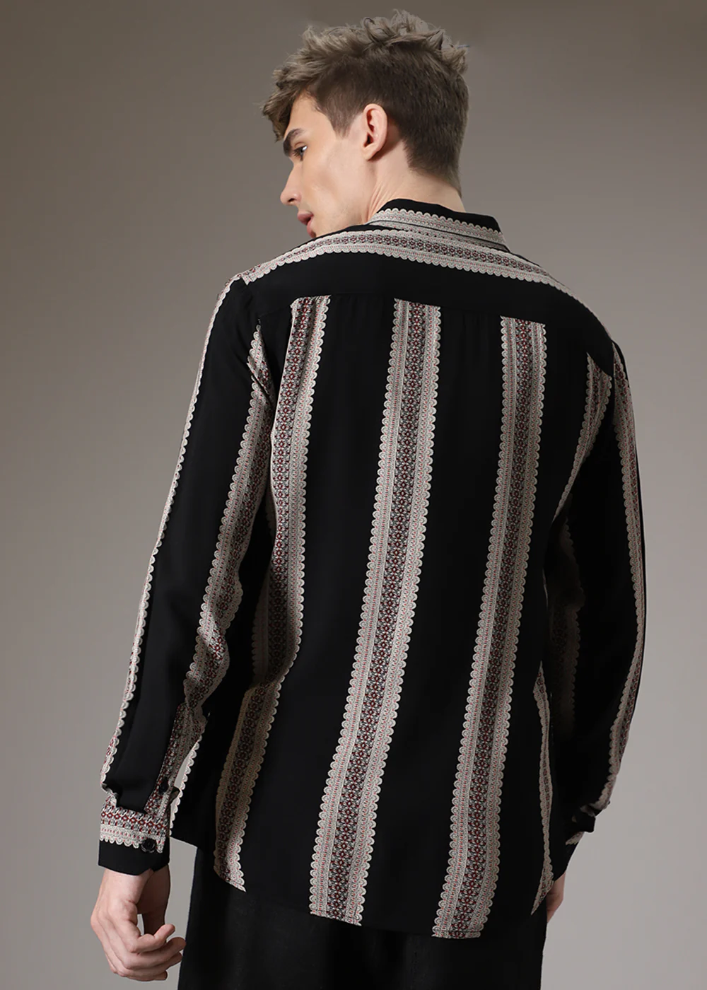 Printed Stripe Feather Shirt - Image 4