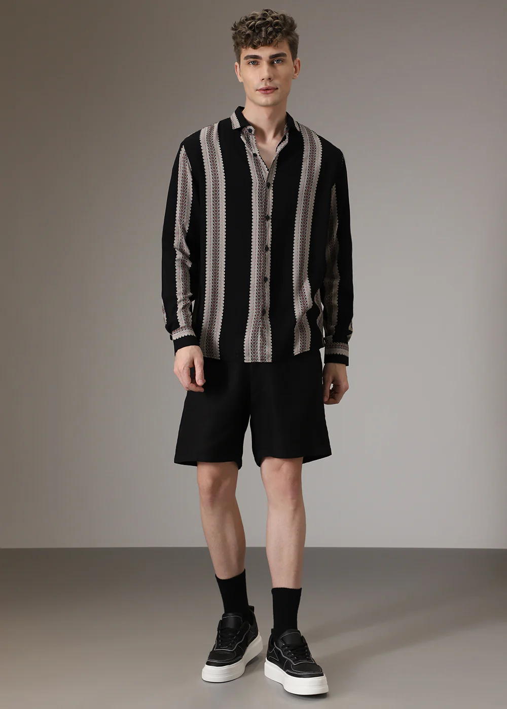 Printed Stripe Feather Shirt - Image 6