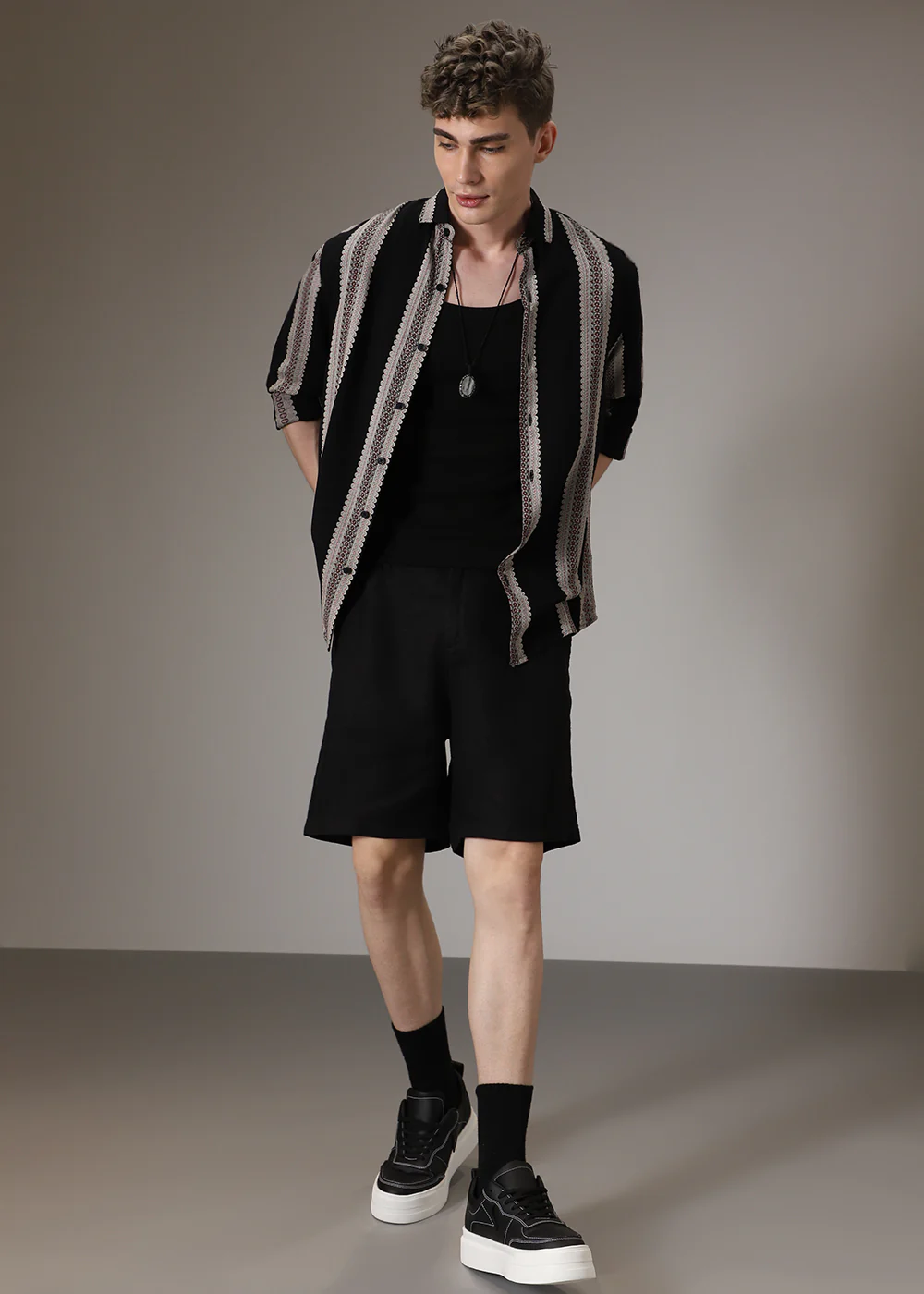 Printed Stripe Feather Shirt - Image 8