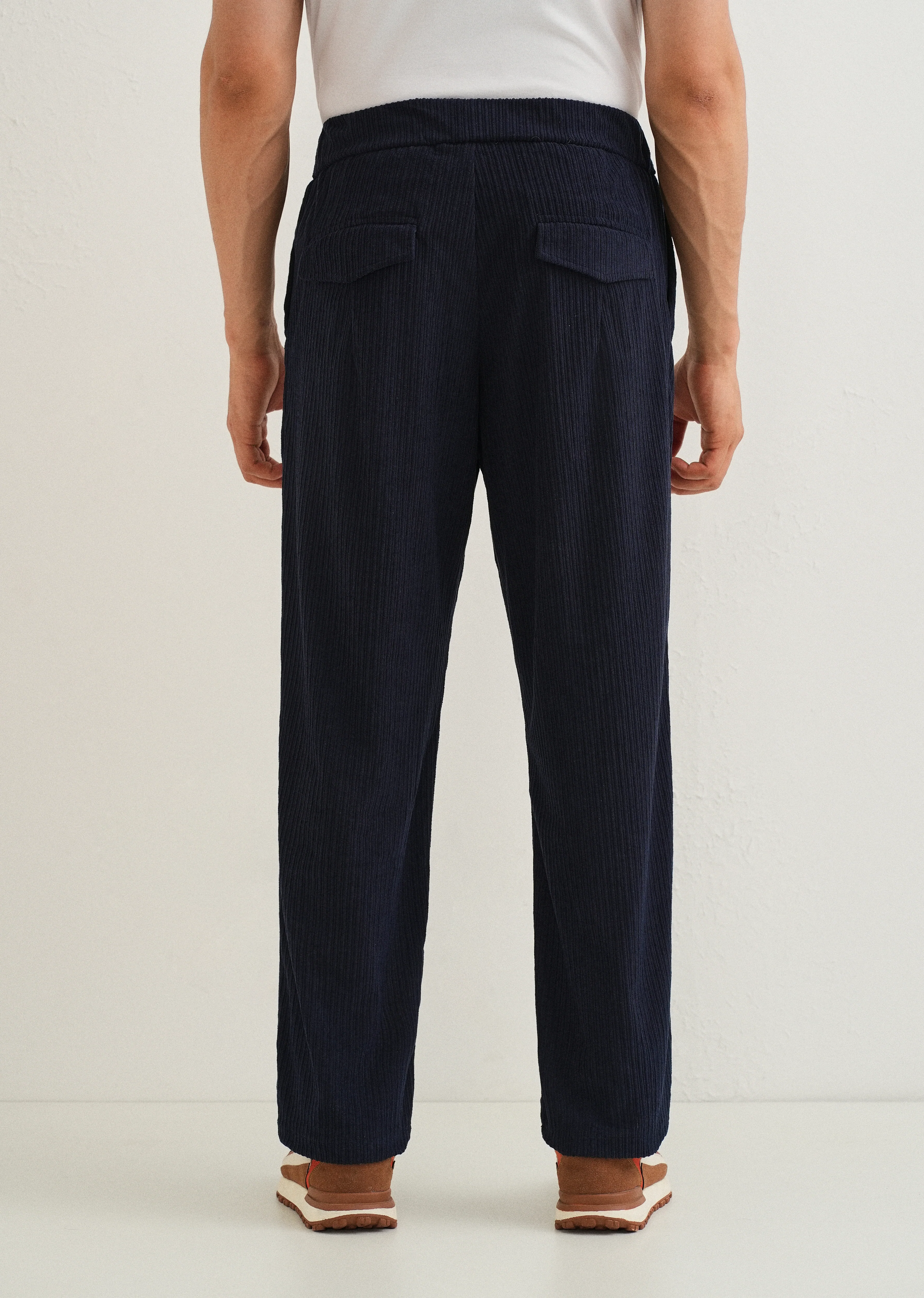 Prussian Blue Drawstring Corduroy Pant - Image 2