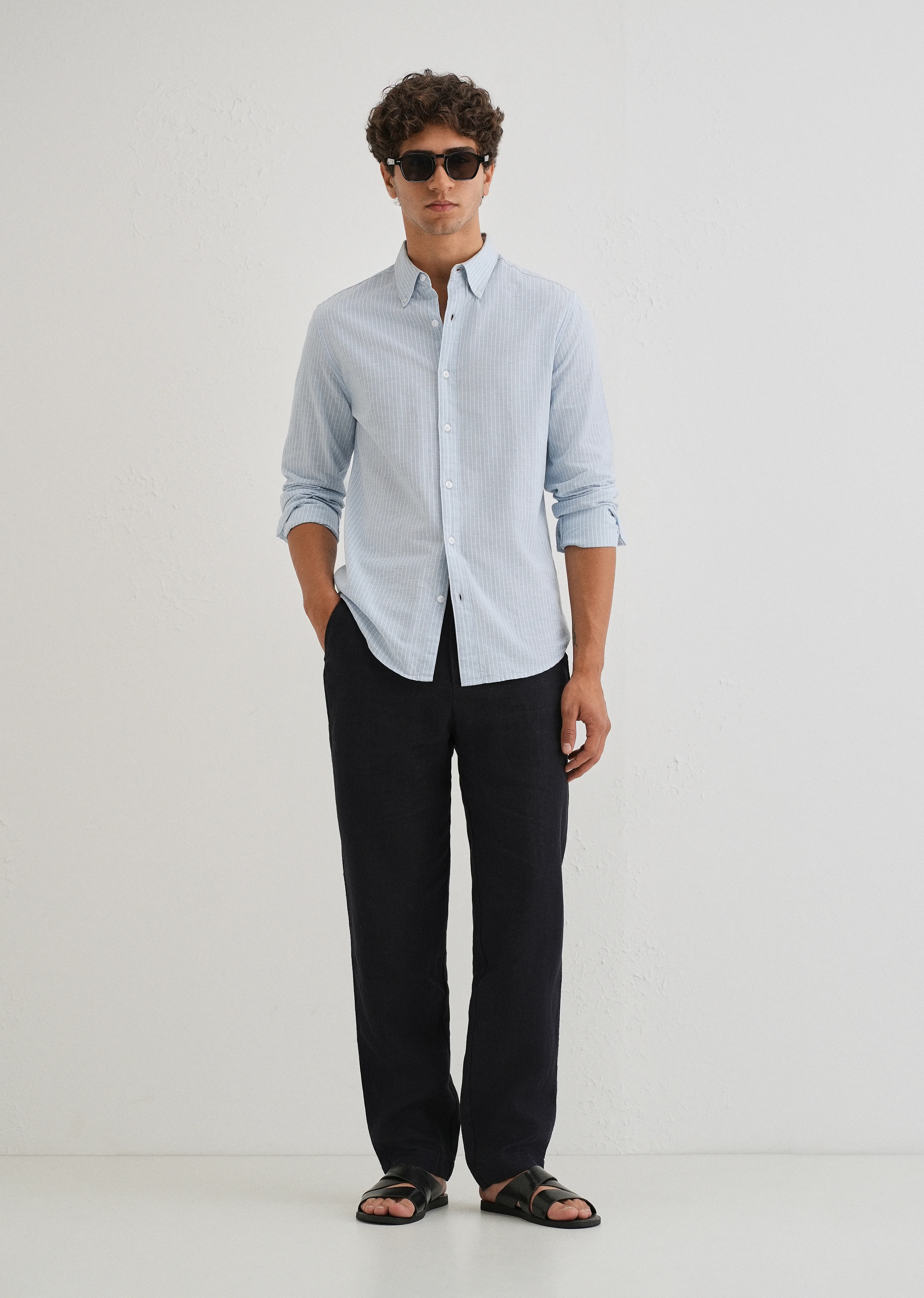 Prussian Blue Linen pant - Image 6