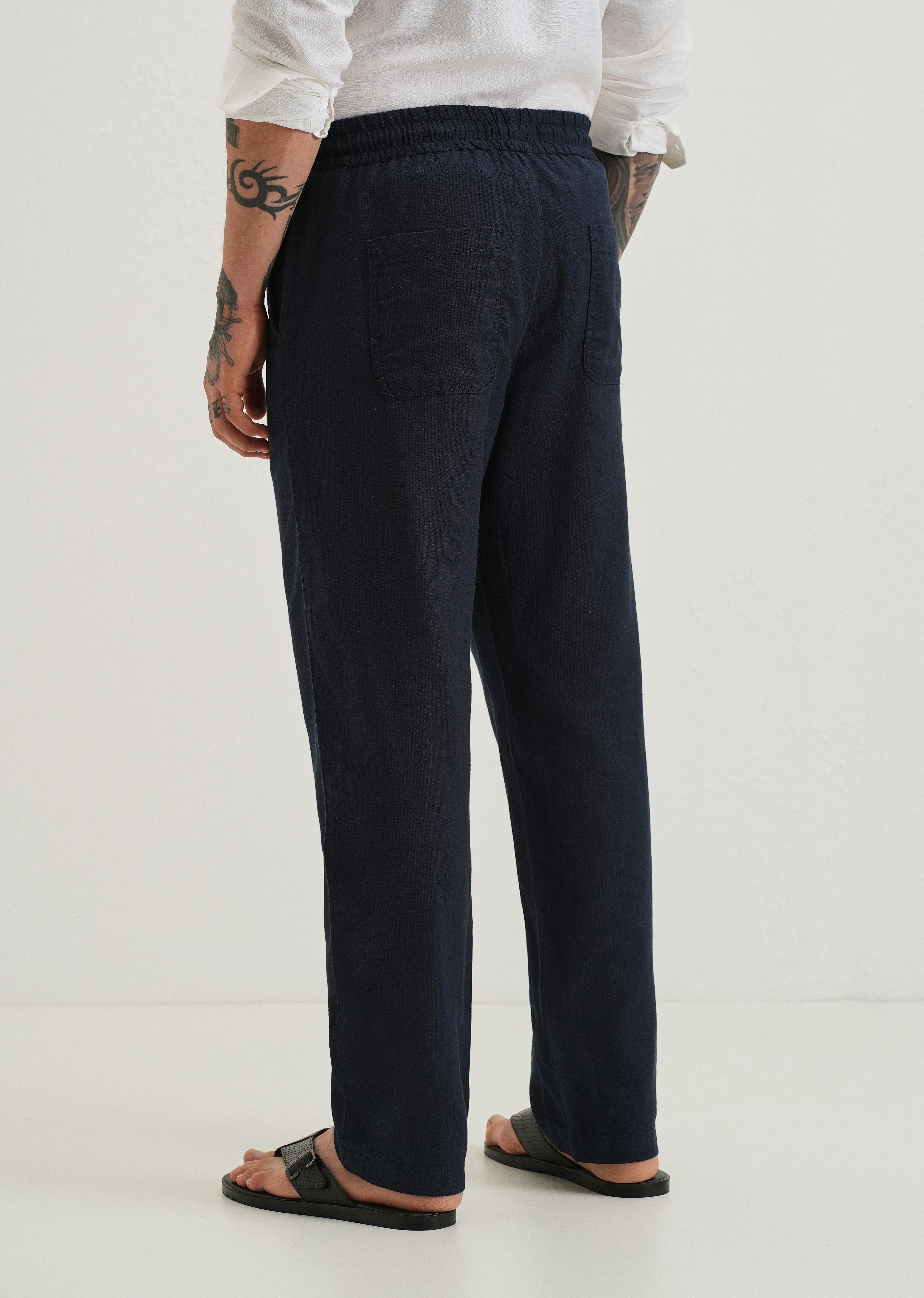 Prussian Blue Textured Pants - Image 2