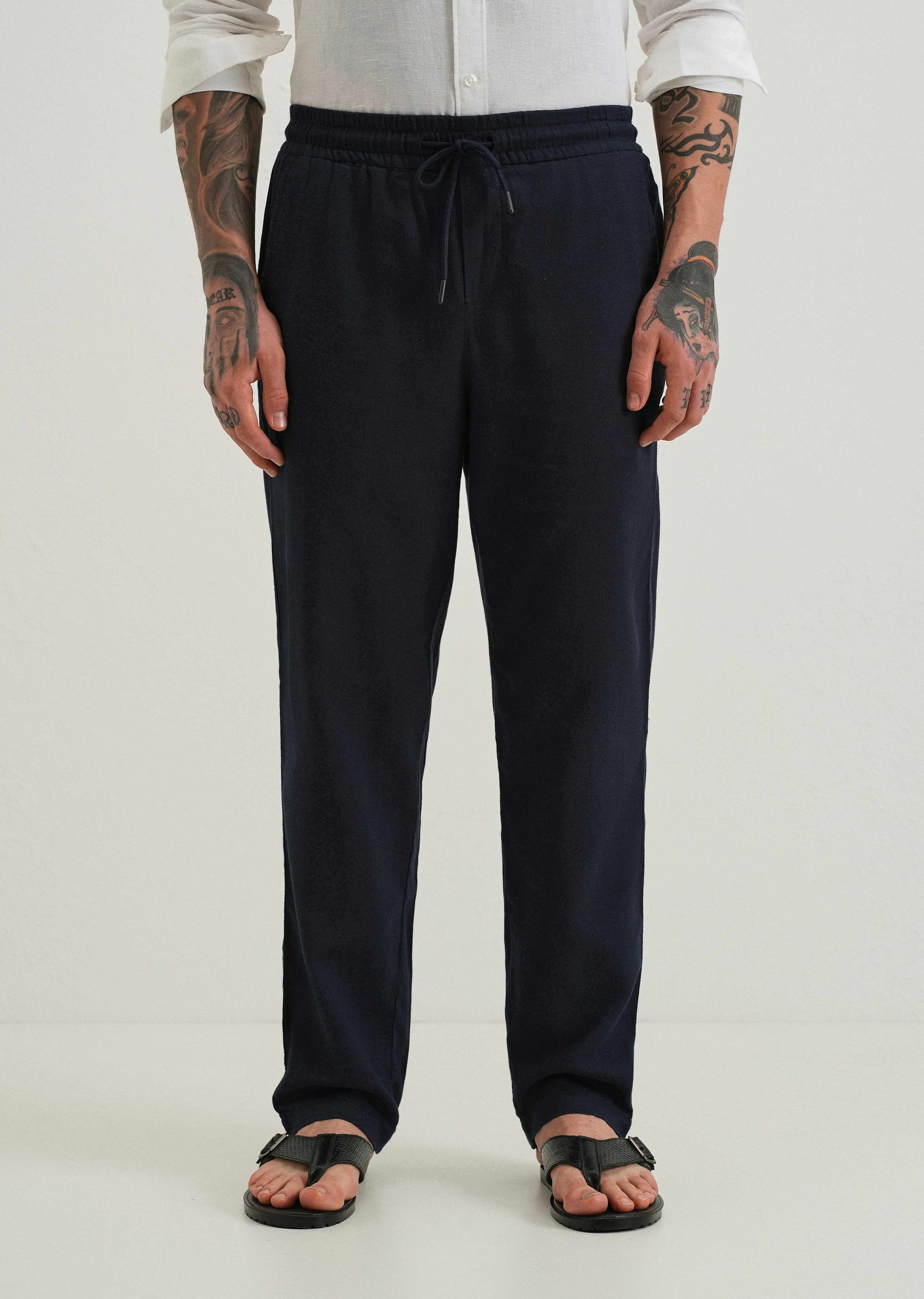 Prussian Blue Textured Pants - Image 3