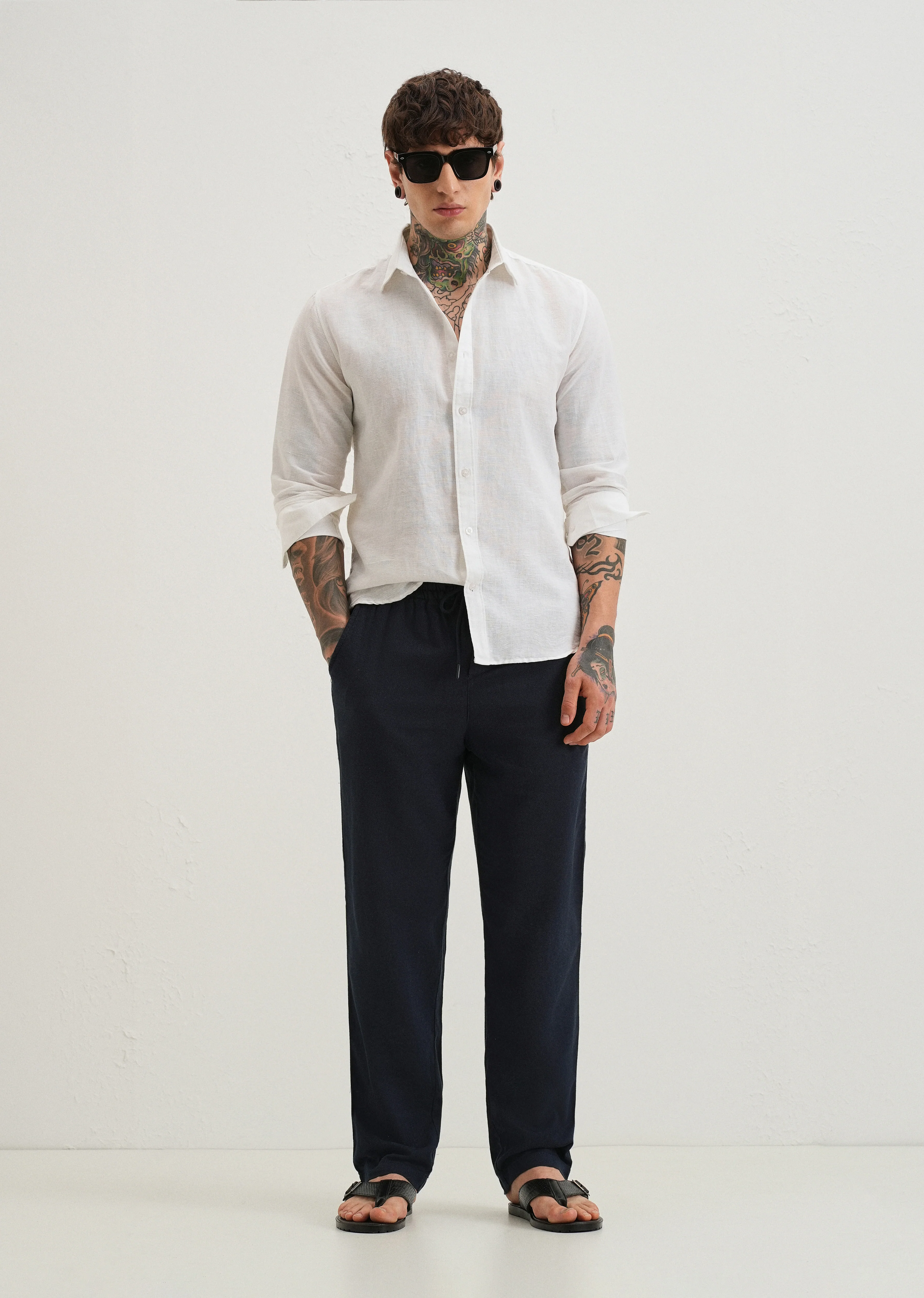 Prussian Blue Textured Pants - Image 6