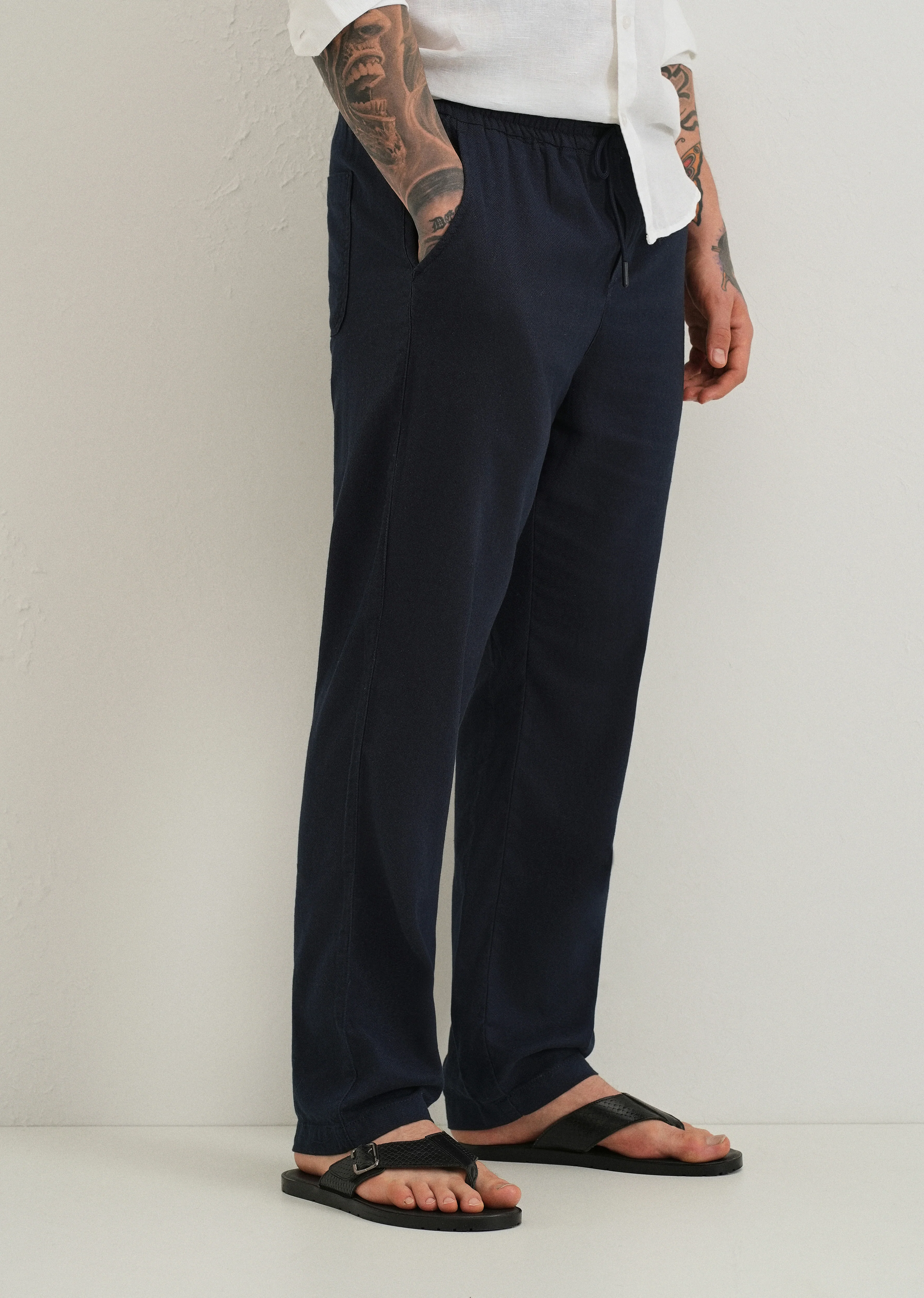 Prussian Blue Textured Pants - Image 7