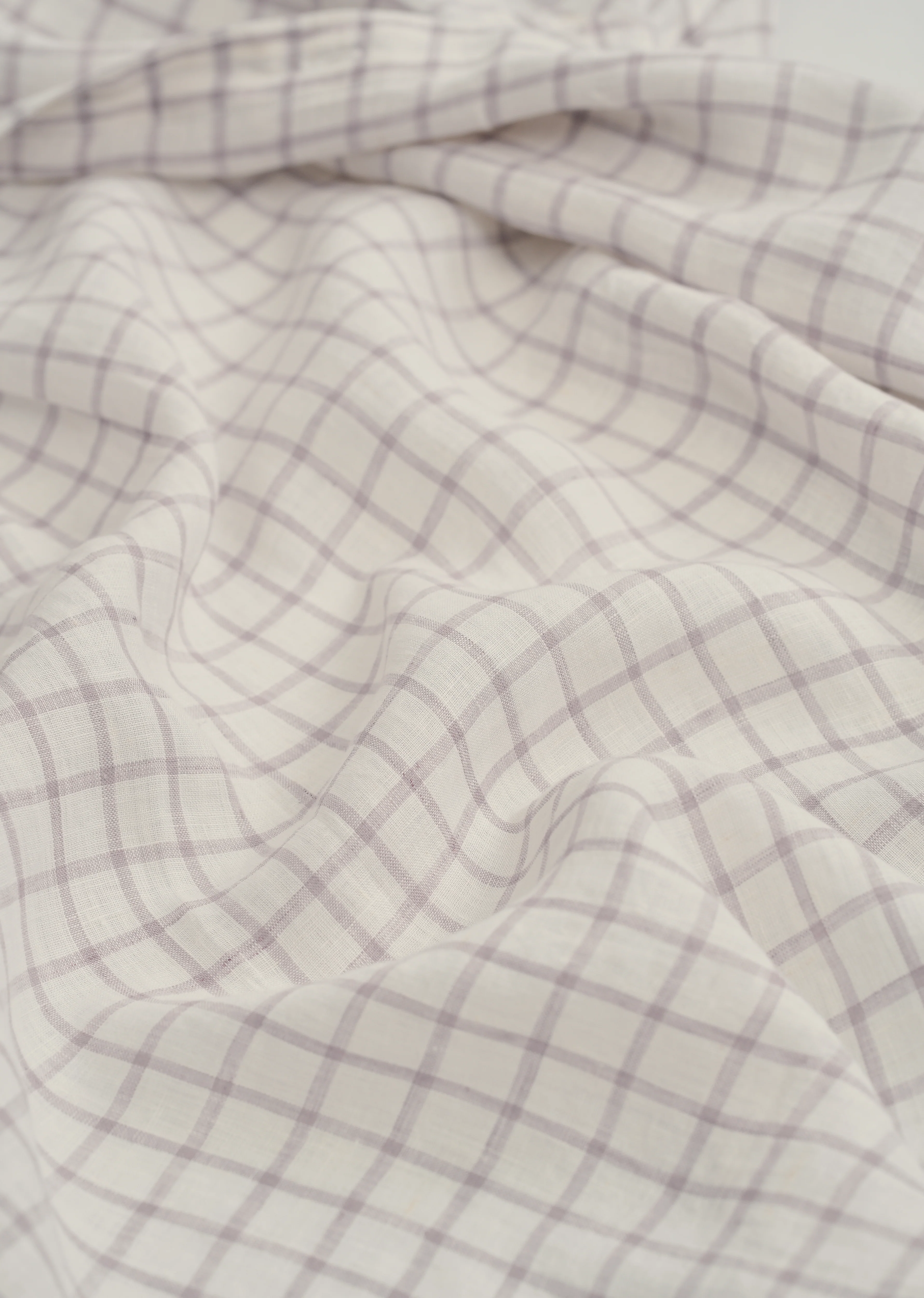 Purple 100% Pure Linen Classic Check Shirt - Image 2