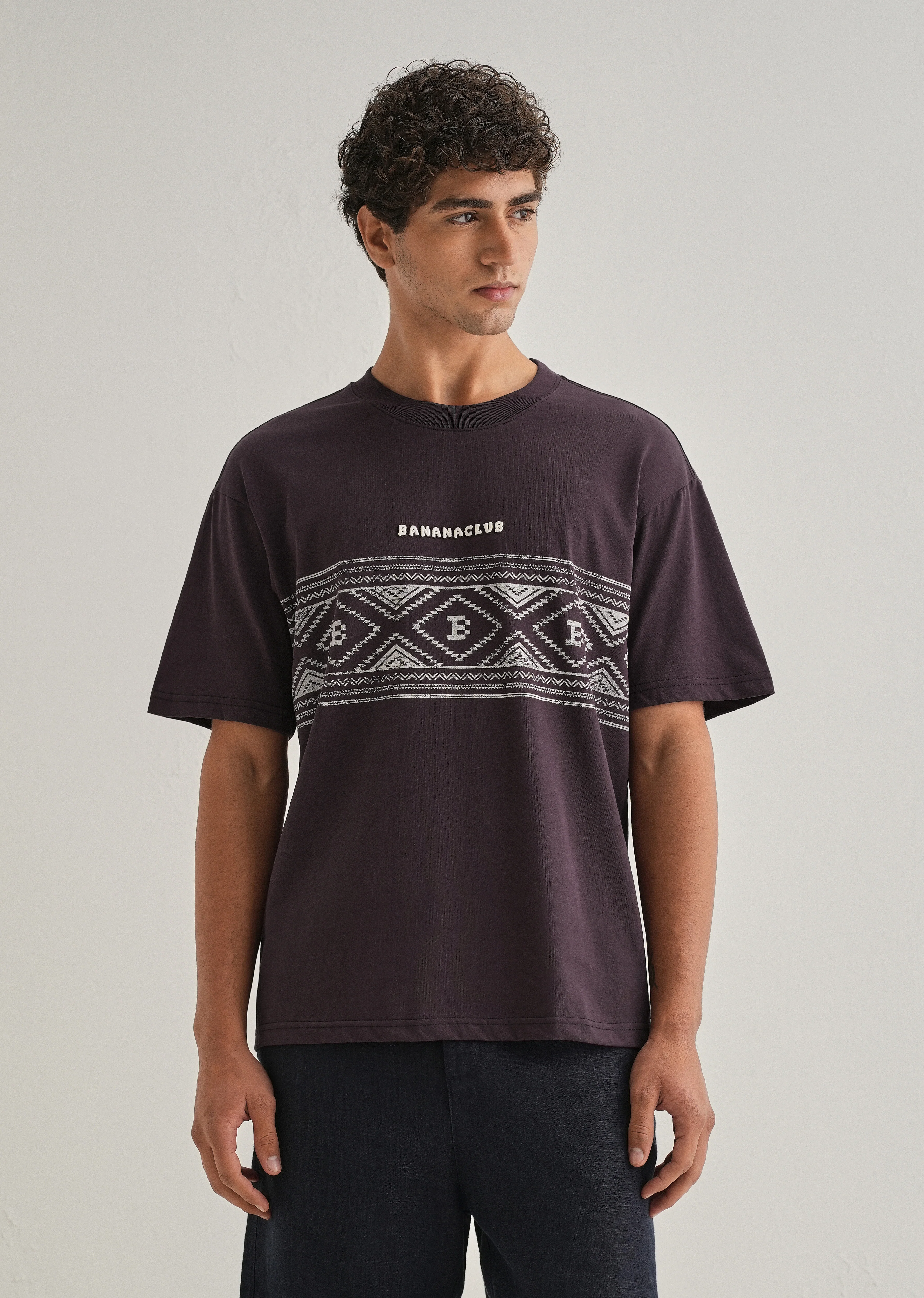 Purple Aztec Printed Oversized T-shirt - Image 5