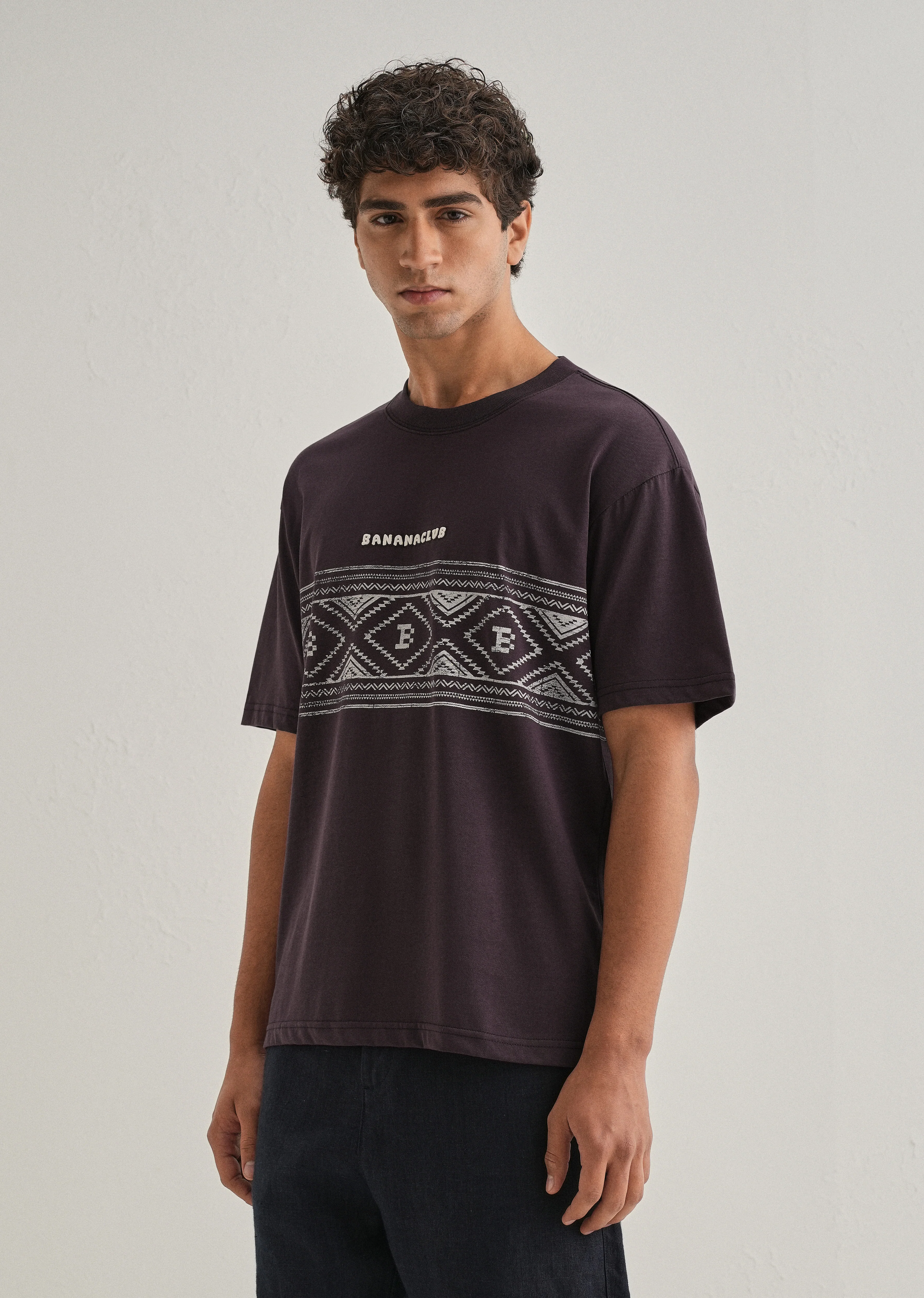 Purple Aztec Printed Oversized T-shirt - Image 6