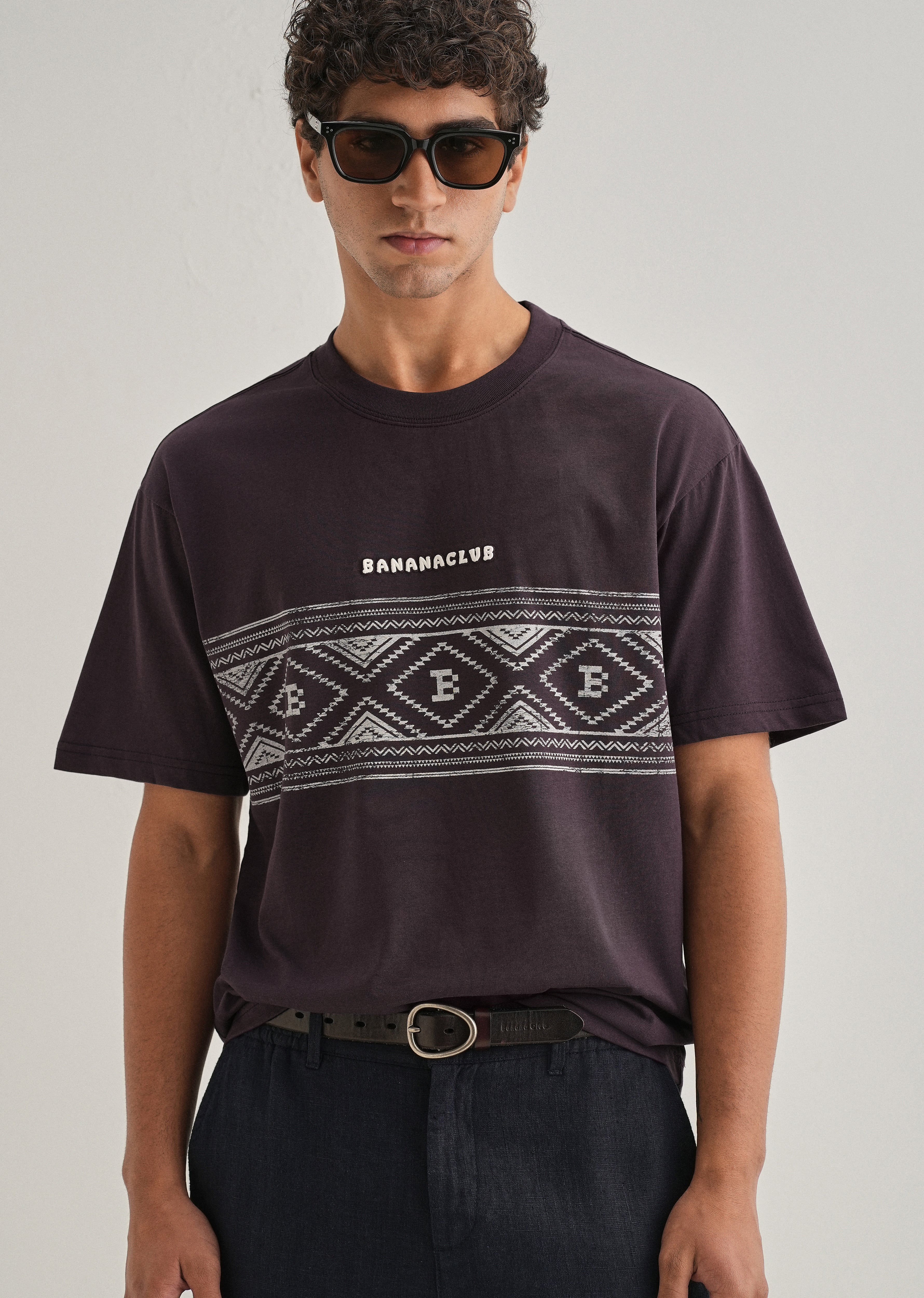 Purple Aztec Printed Oversized T-shirt - Image 7