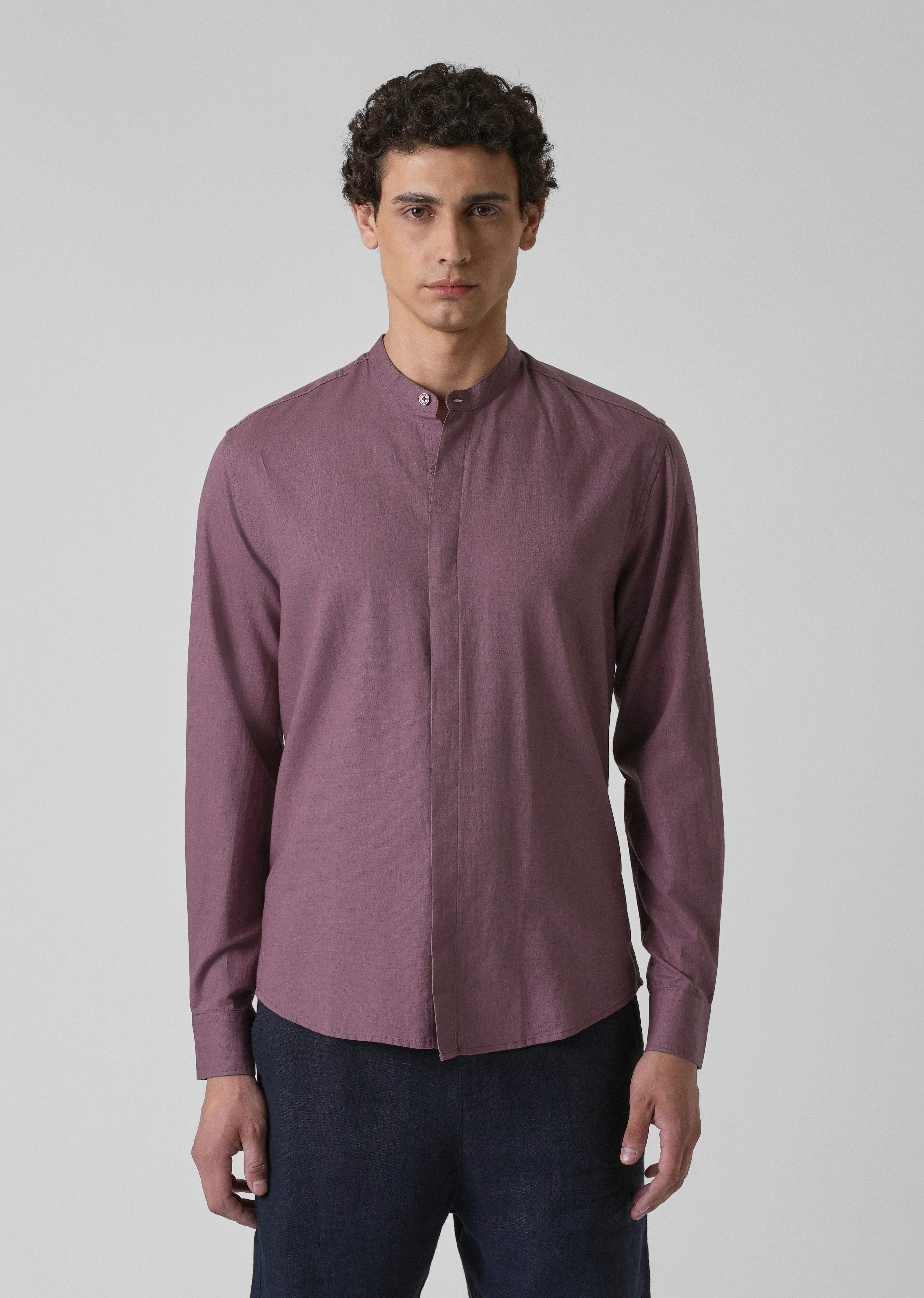 Purple Cotton Linen Shirt - Image 3