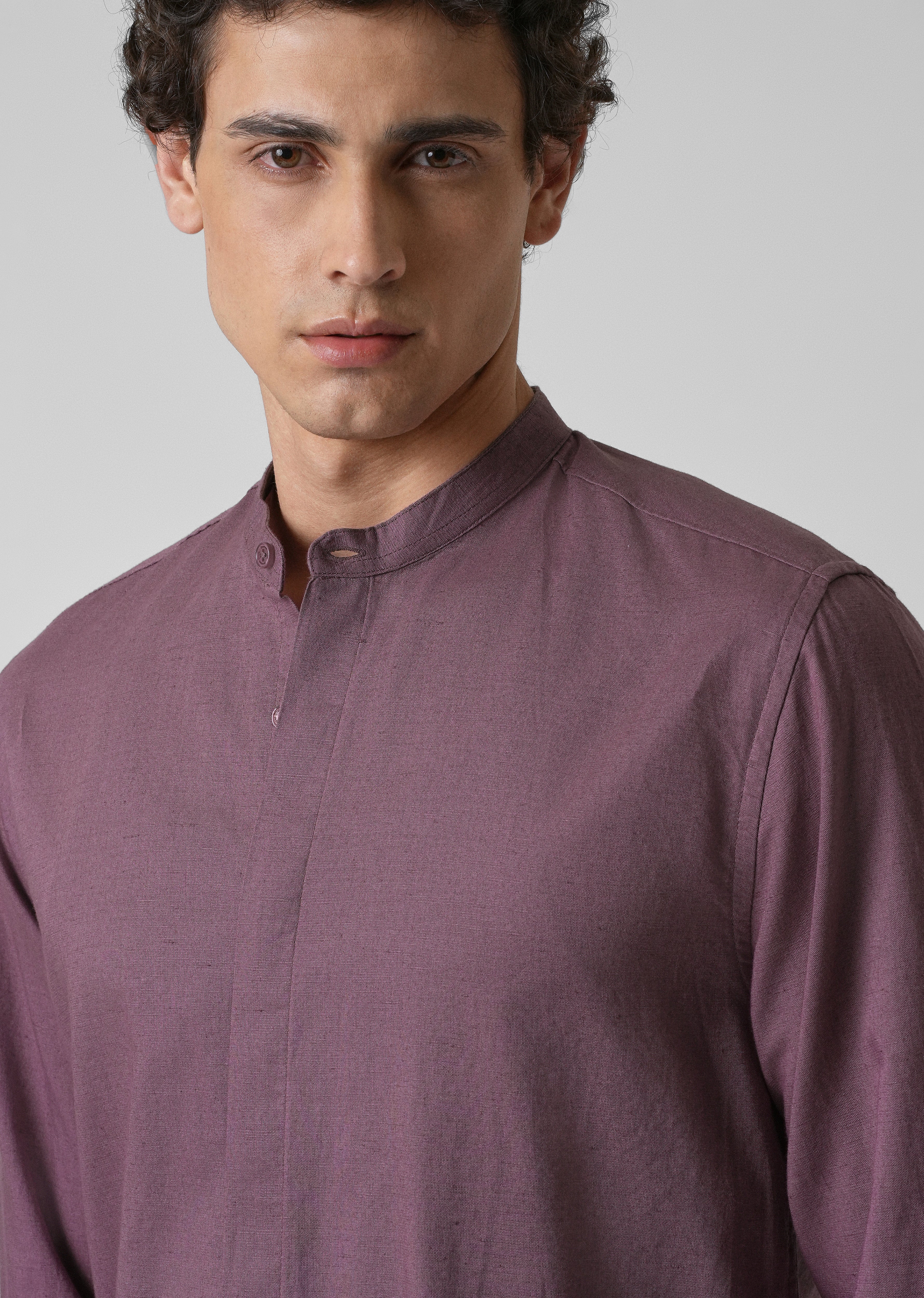 Purple Cotton Linen Shirt - Image 5