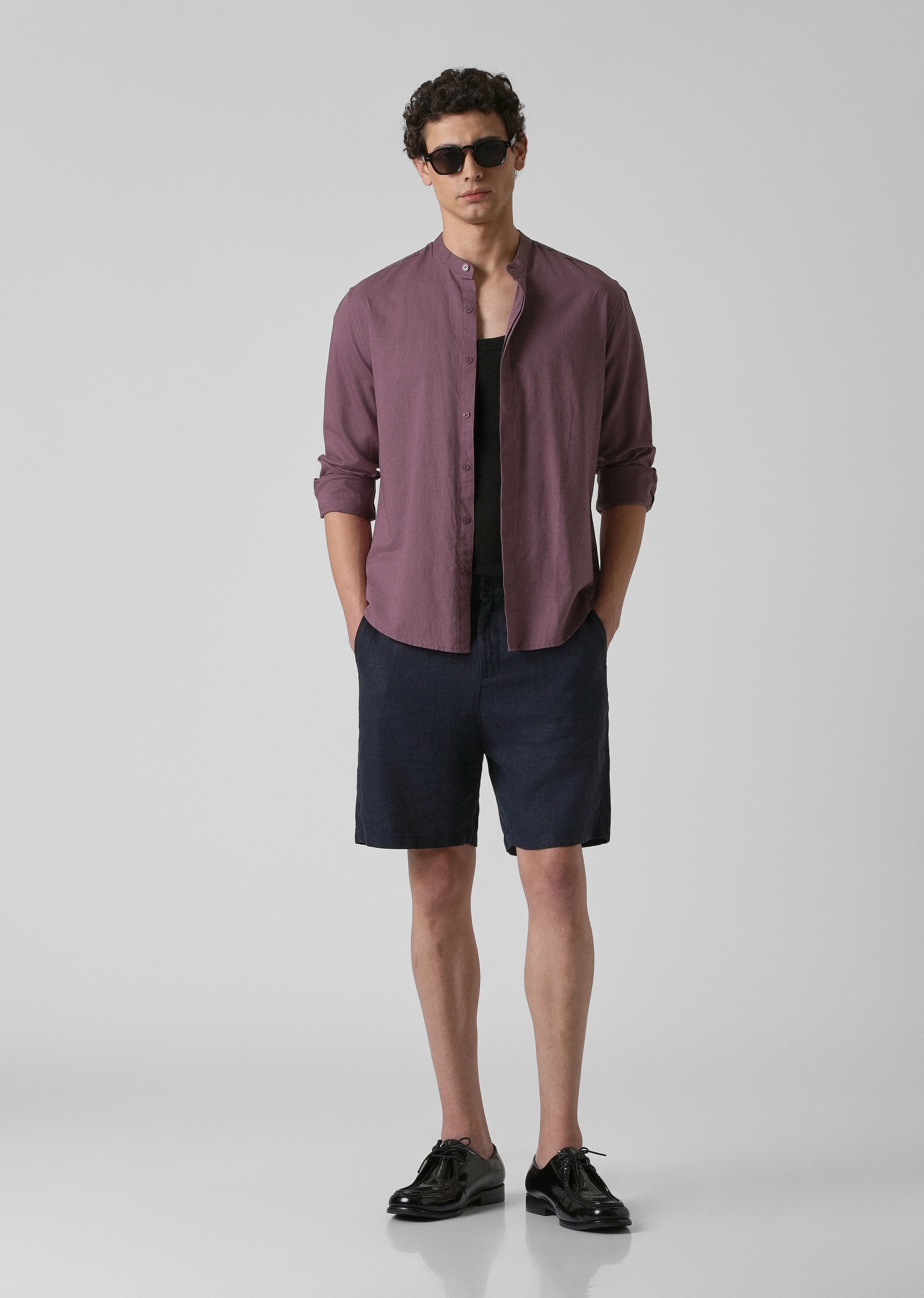 Purple Cotton Linen Shirt - Image 6