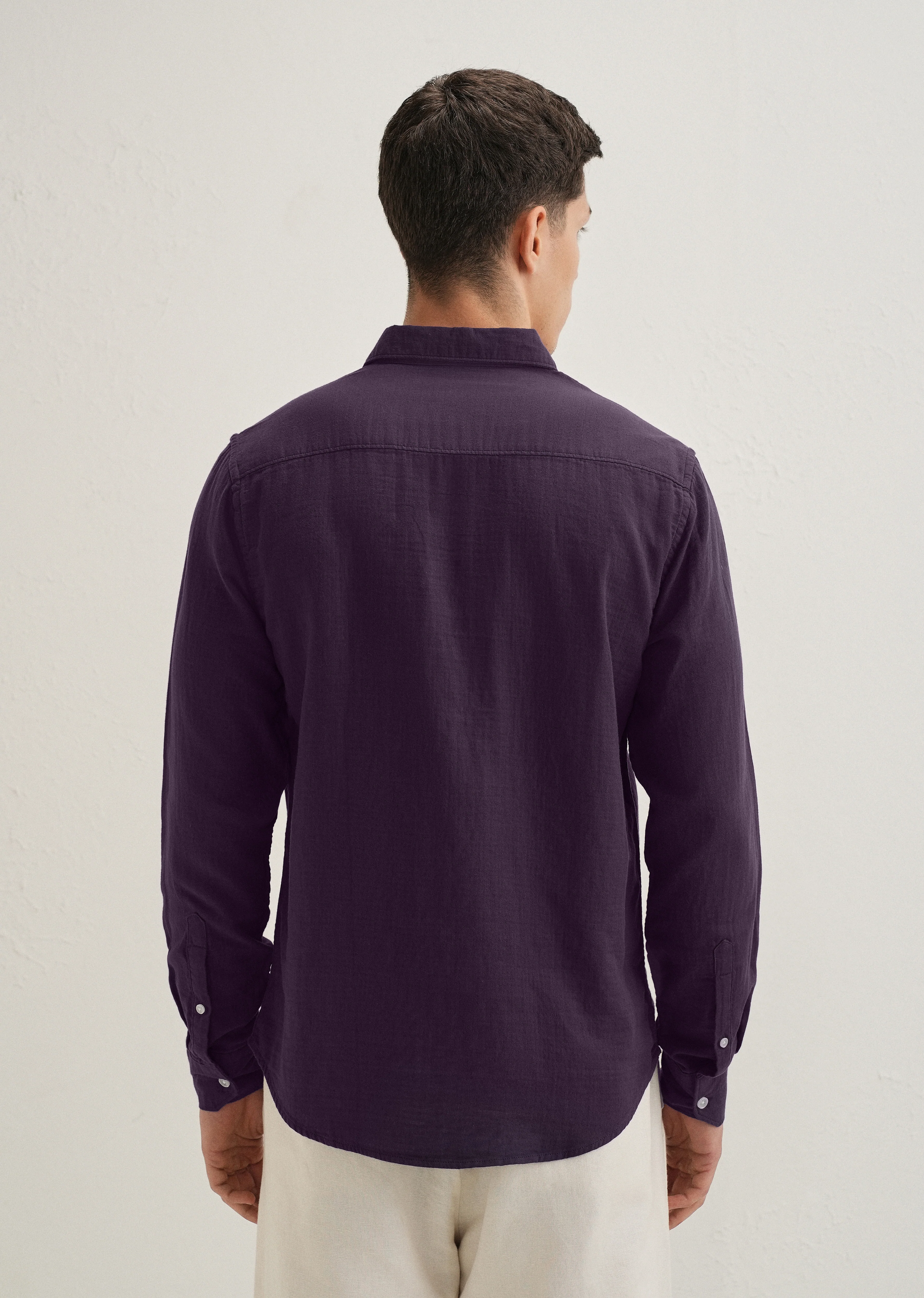 Purple Double Cloth Cotton Shirt - Image 2