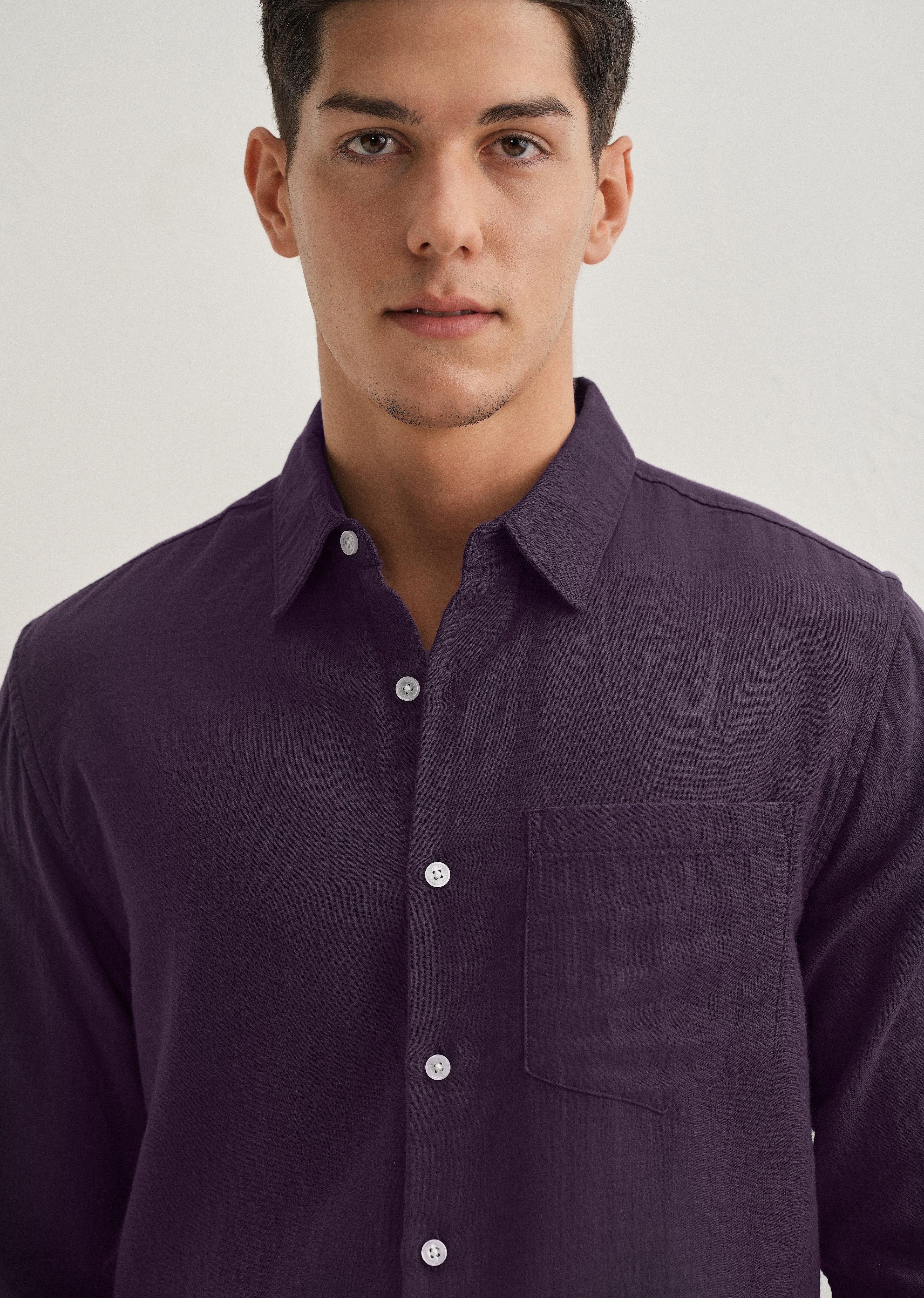 Purple Double Cloth Cotton Shirt - Image 5