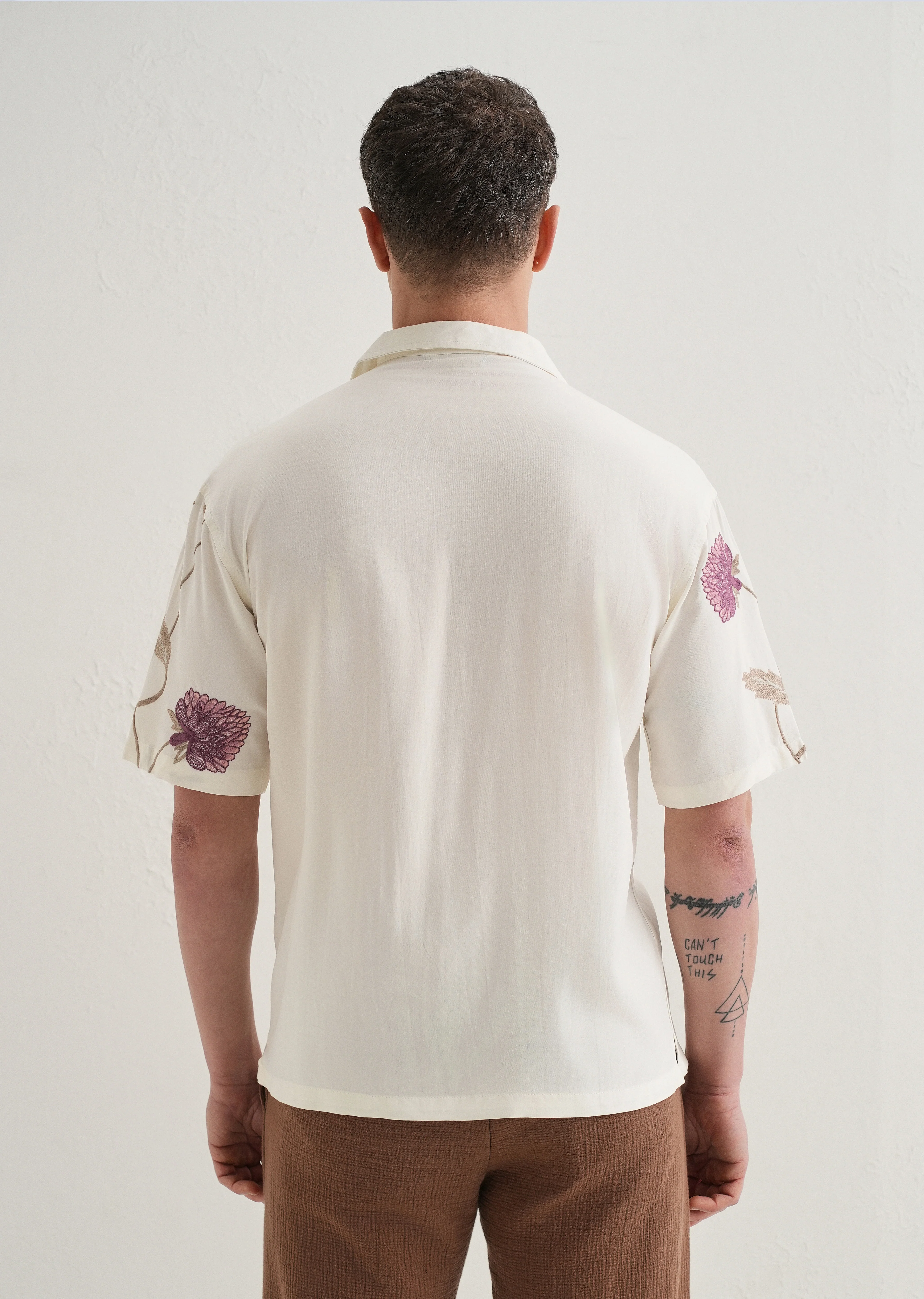 Purple Floral Front Embroidery Shirt - Image 2