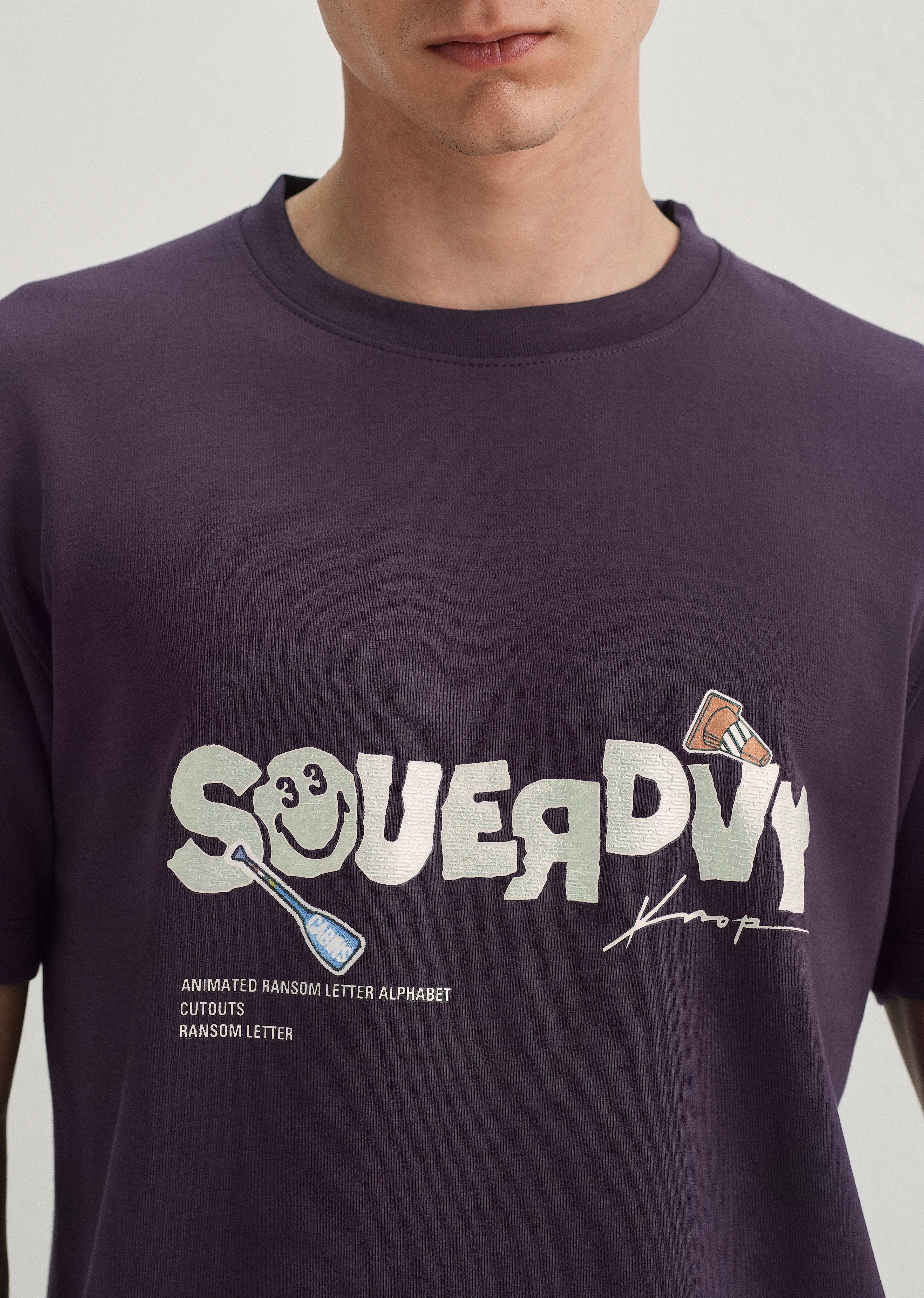 Purple Graphic Back Print T-Shirt - Image 2