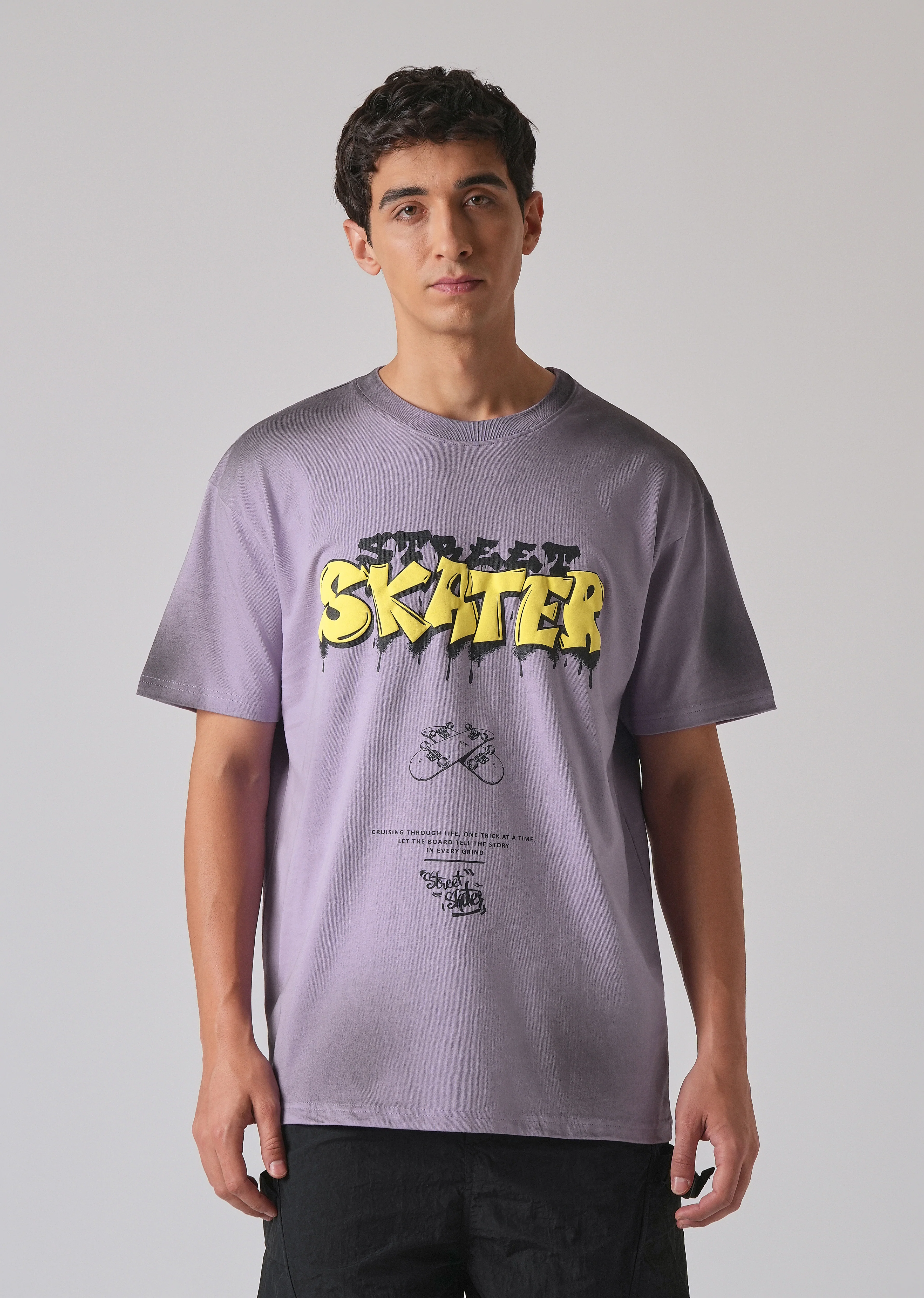 Purple Printed Oversized T-shirt - Image 3