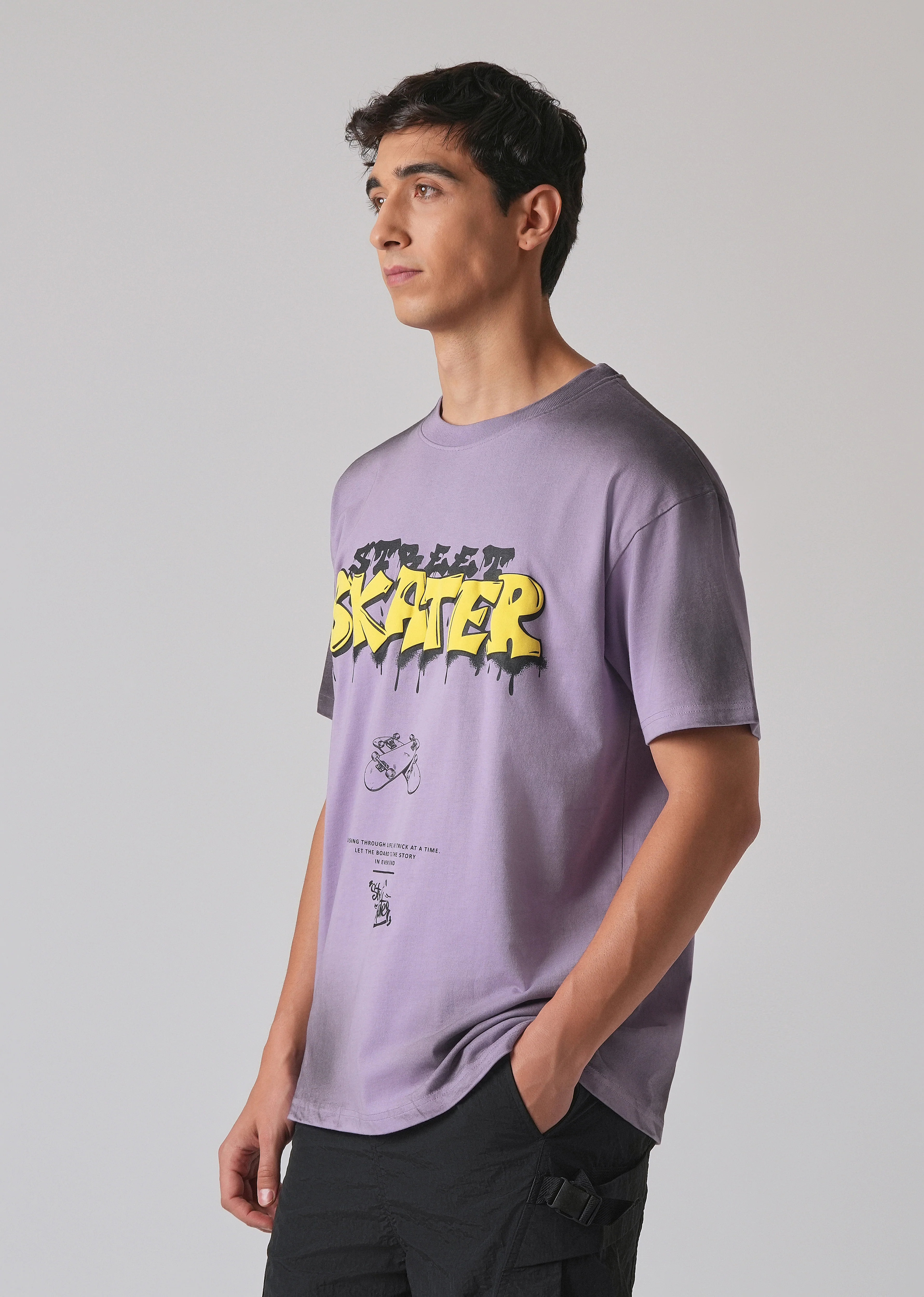 Purple Printed Oversized T-shirt - Image 4
