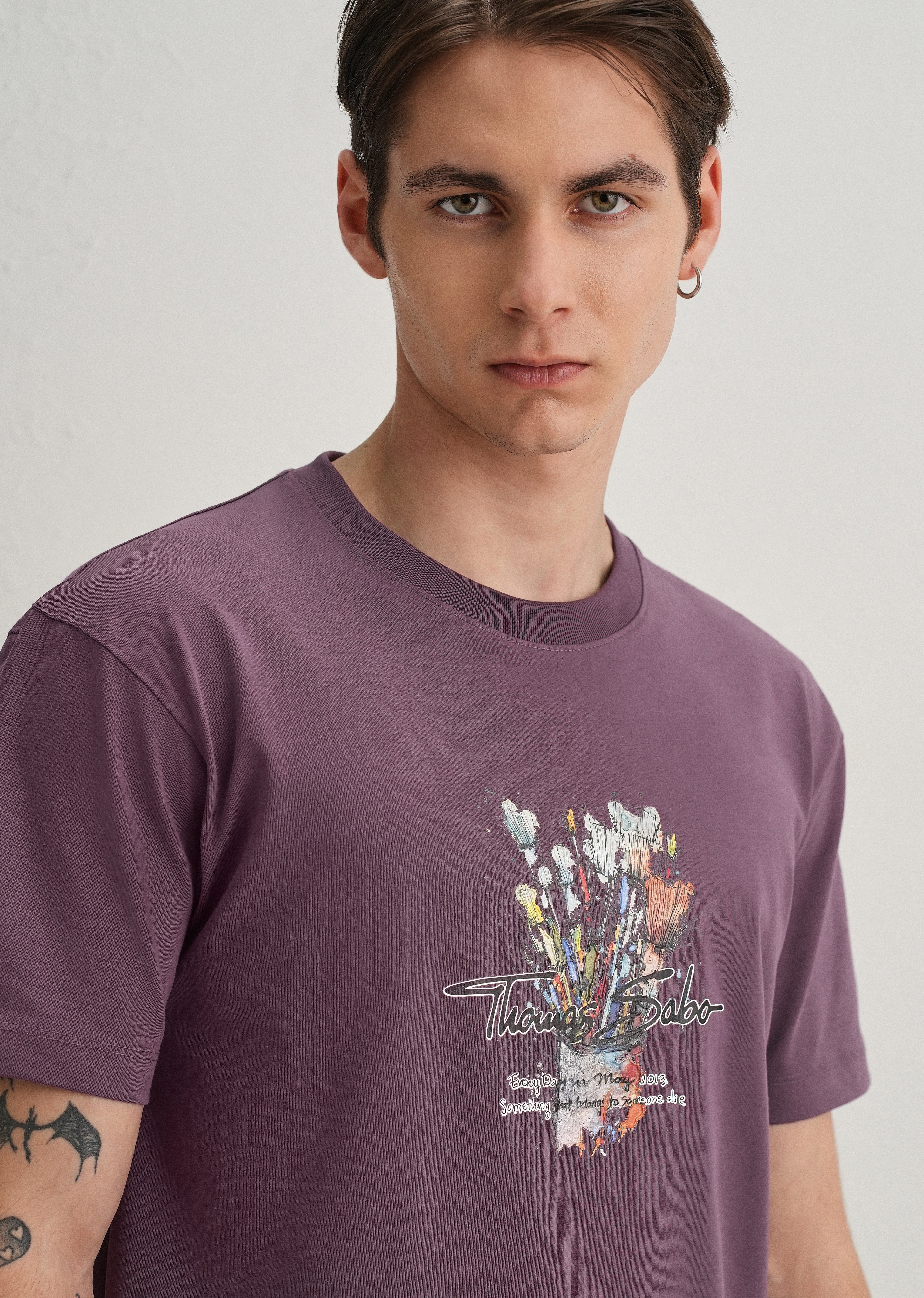 Purple Textured Back Print T-Shirt - Image 2