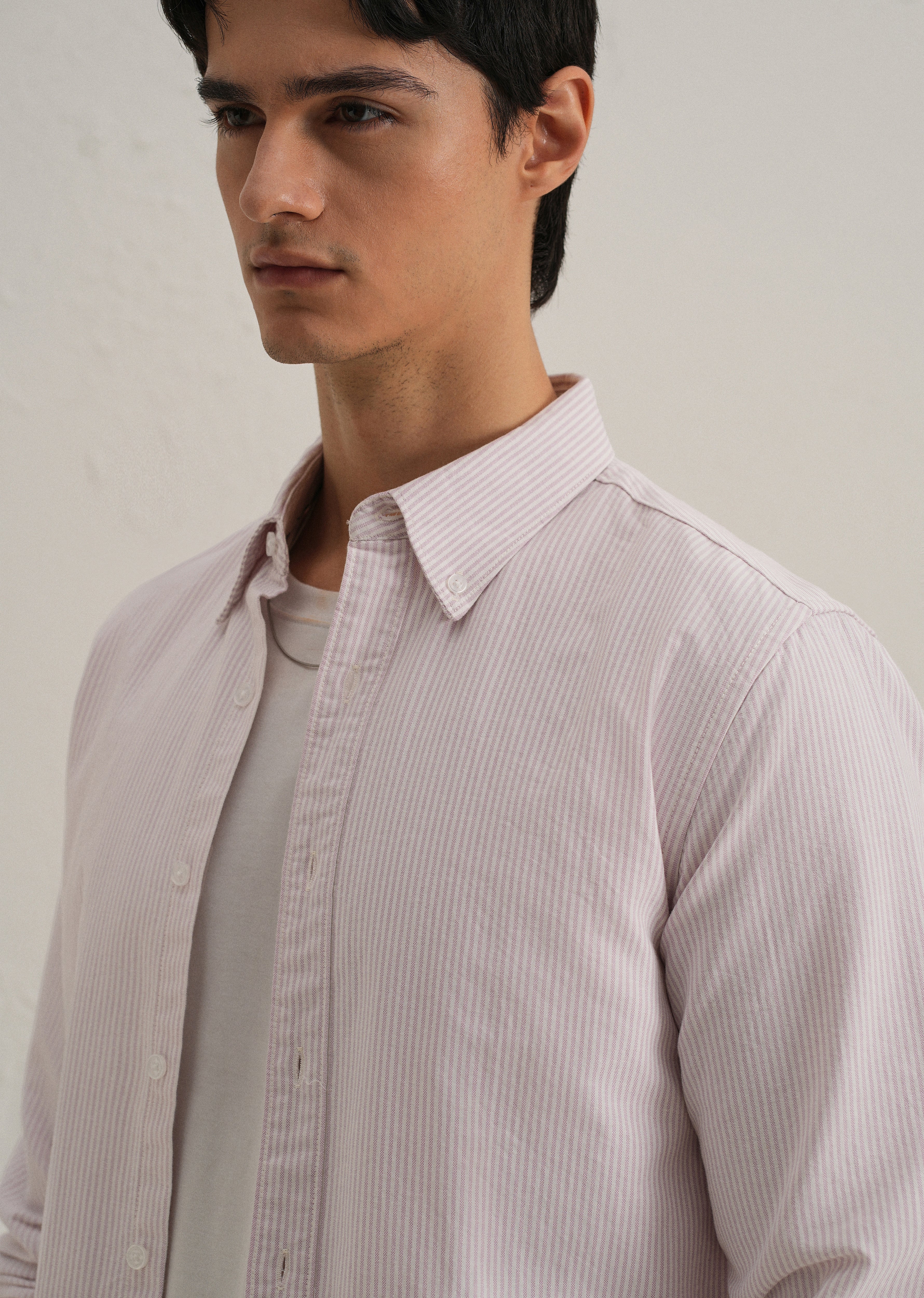 Purple Vertical Striped Cotton Shirt - Image 2