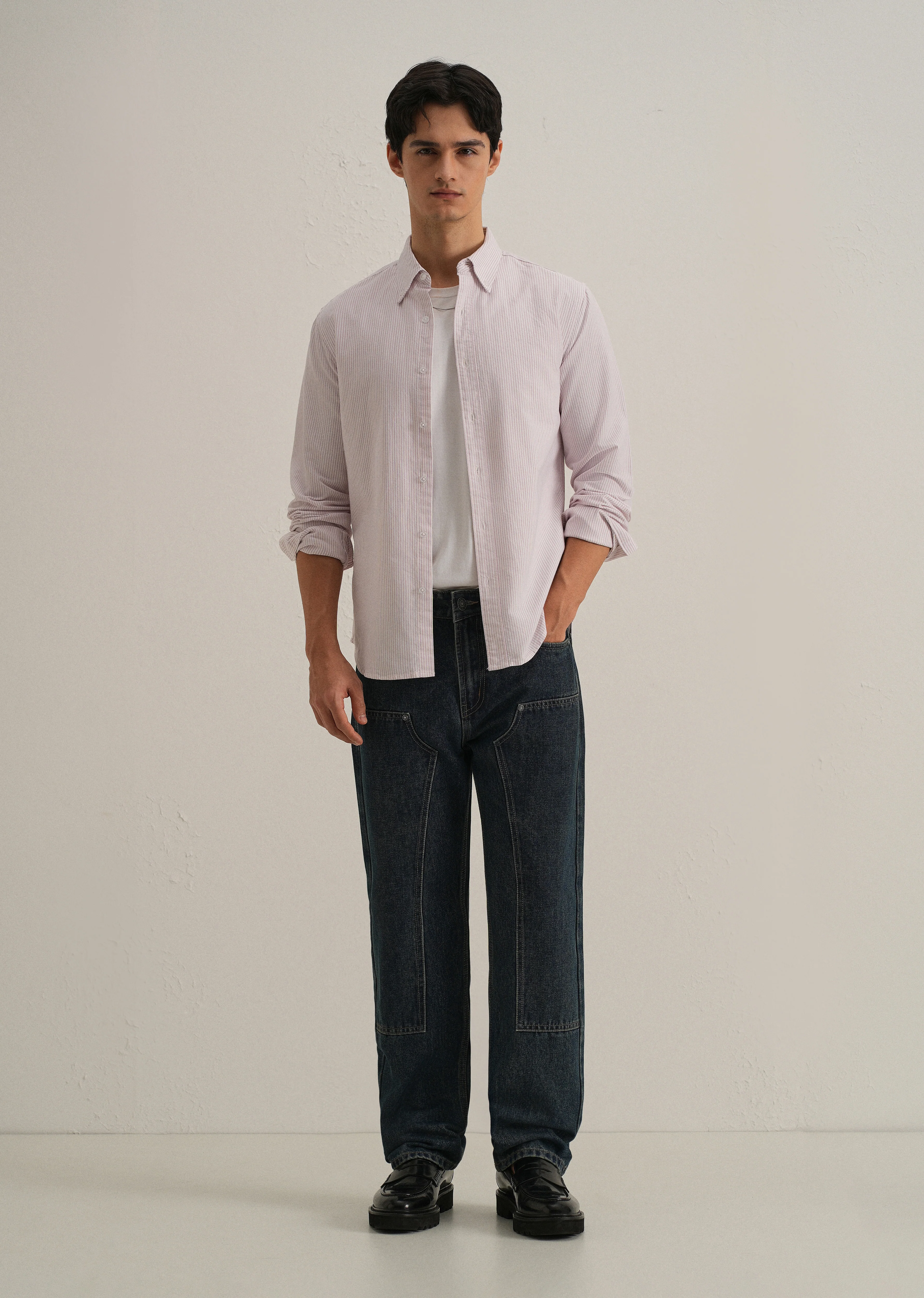 Purple Vertical Striped Cotton Shirt - Image 6