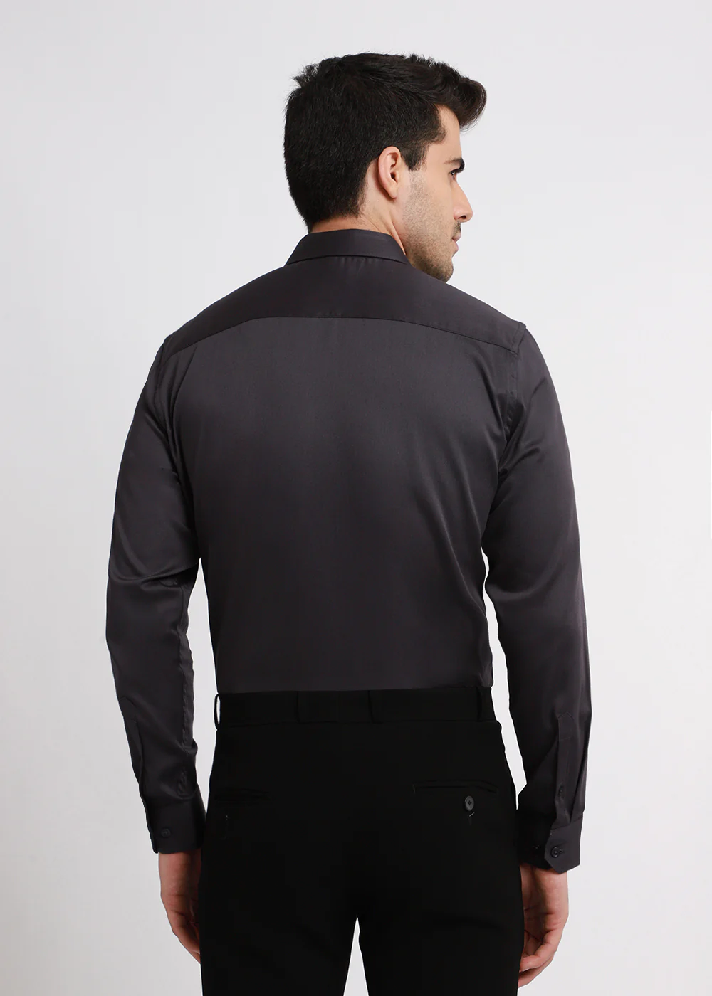 Quarry Gray Plain Satin Shirt - Image 5