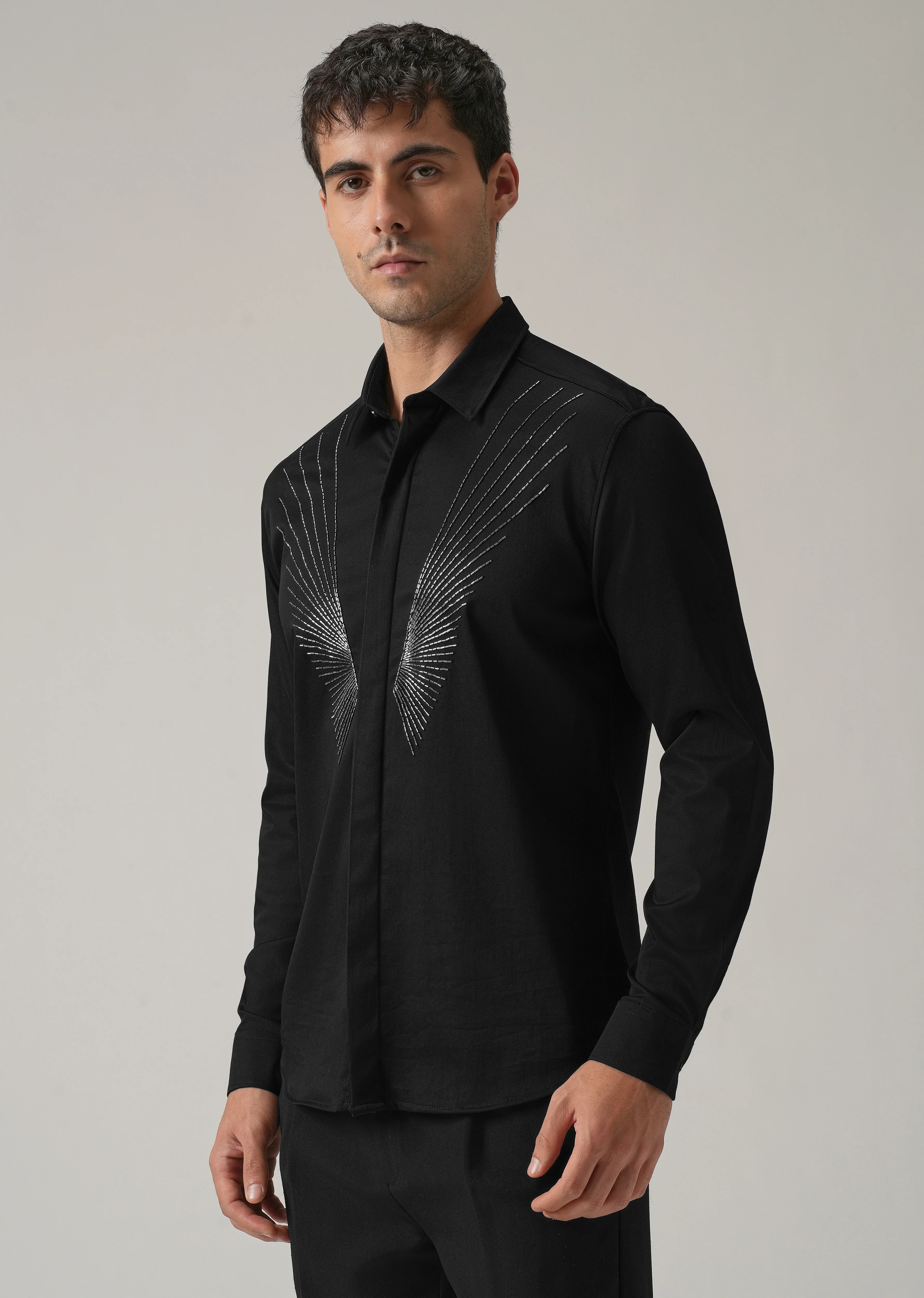 Radiant Handwork Black Designer Shirt - Image 4