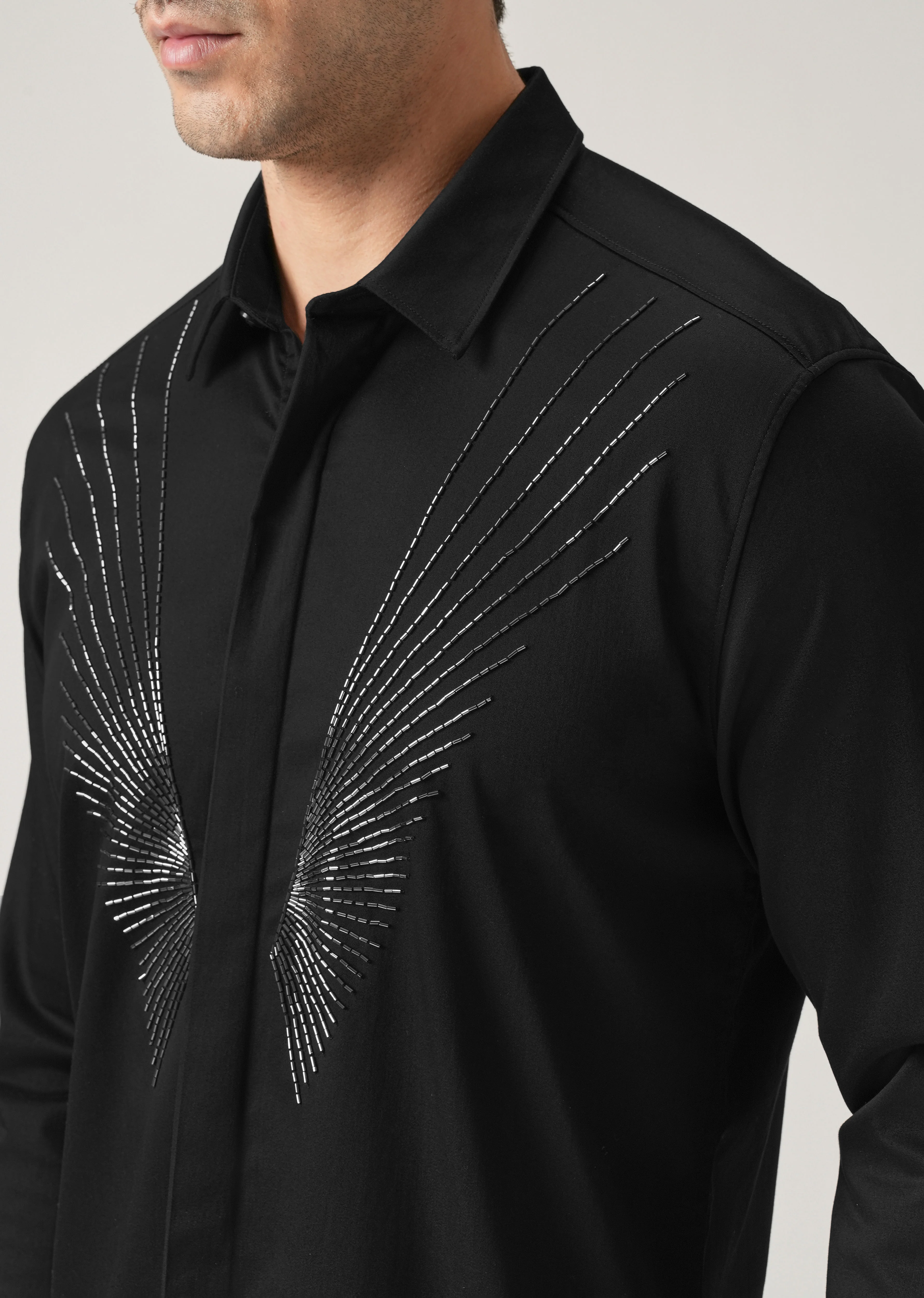 Radiant Handwork Black Designer Shirt - Image 5
