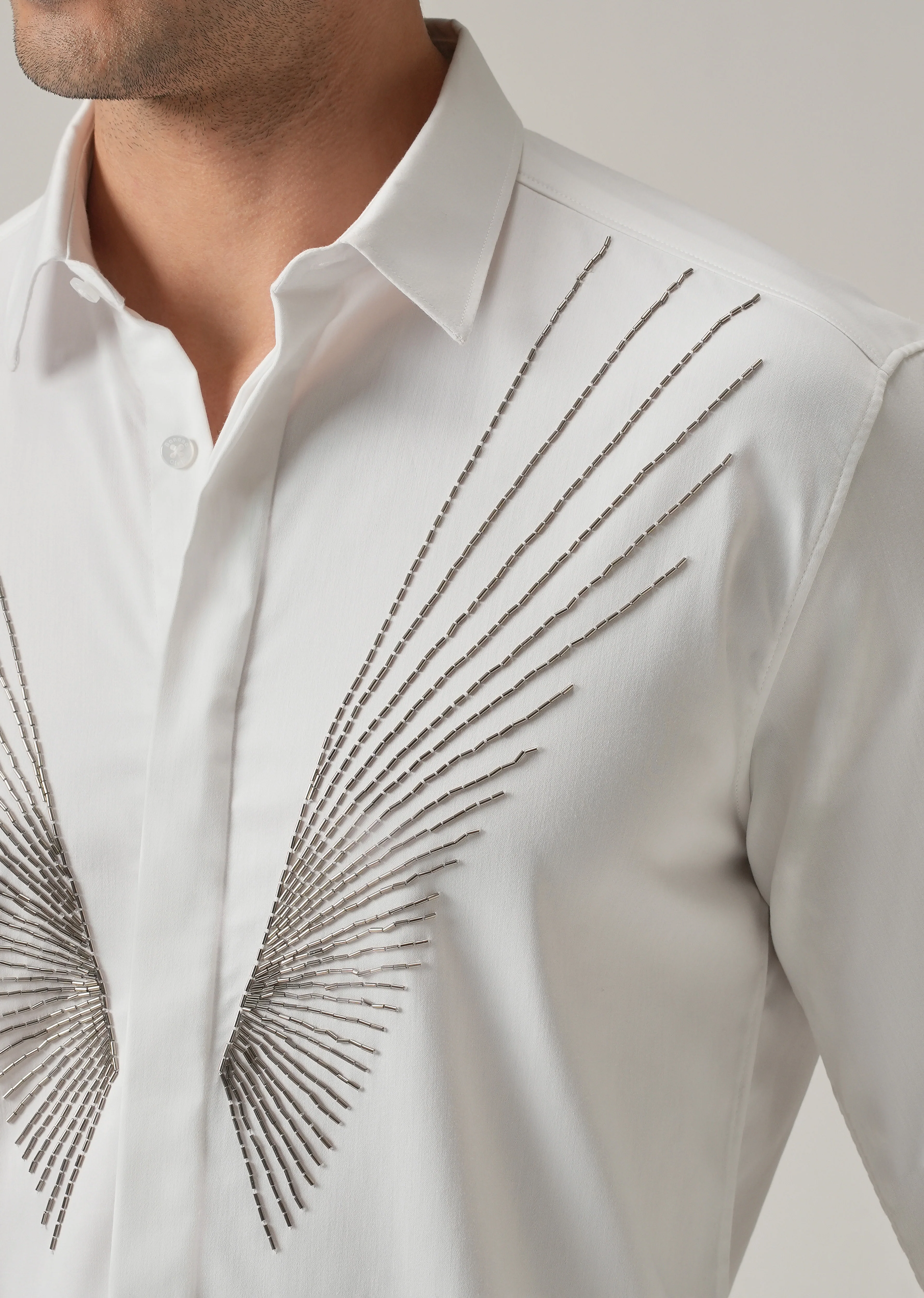 Radiant Handwork White Designer Shirt - Image 5