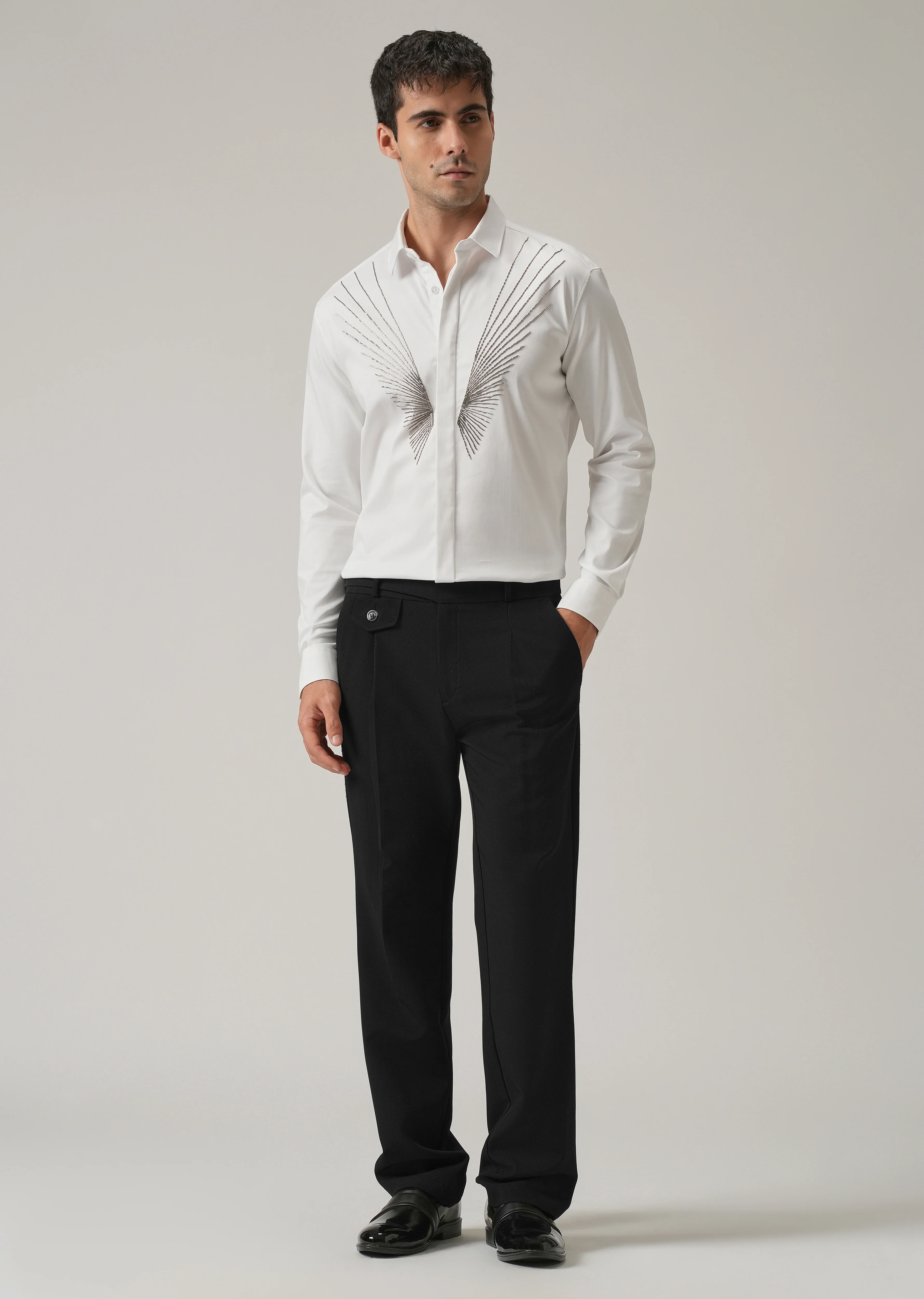 Radiant Handwork White Designer Shirt - Image 6