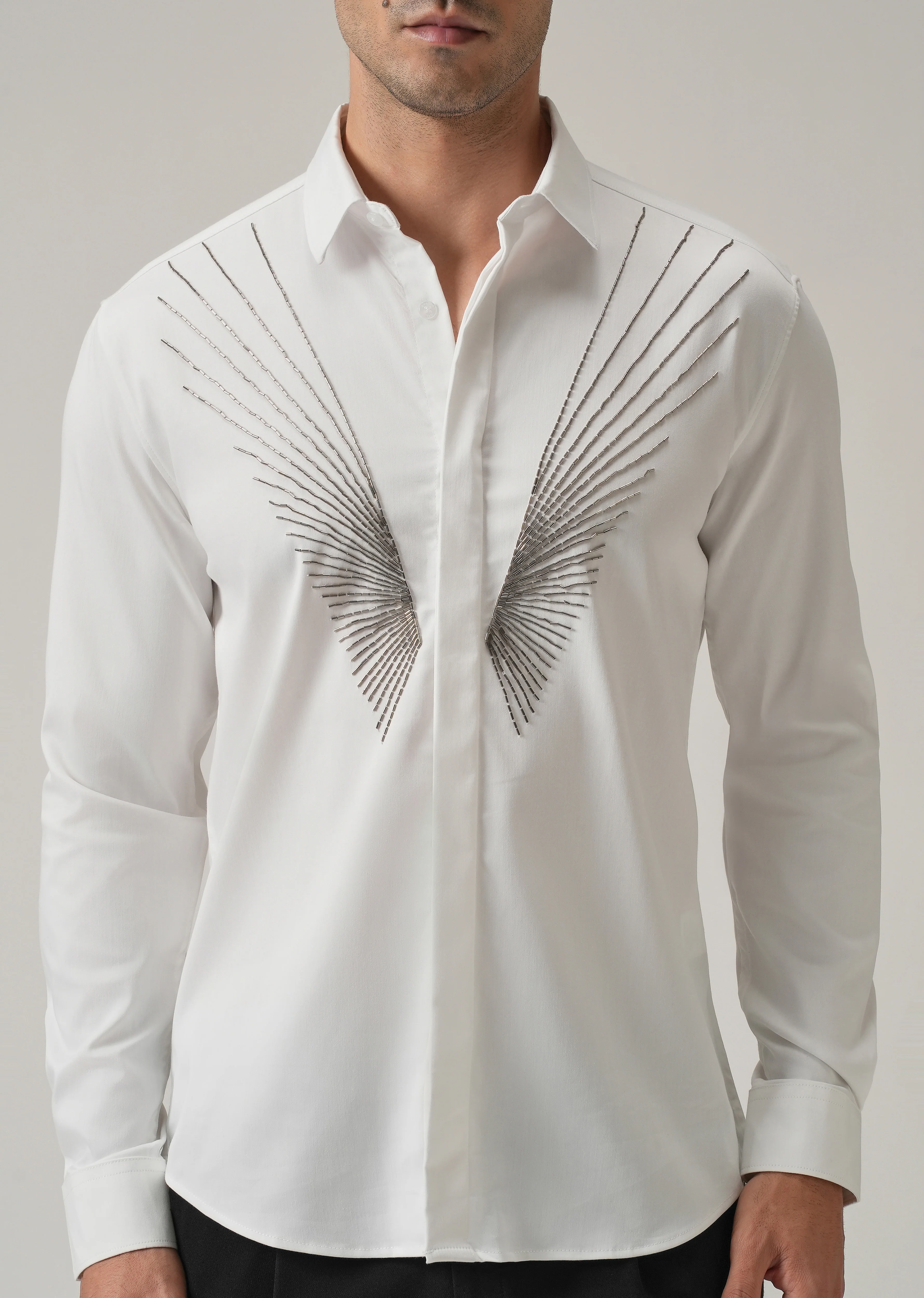 Radiant Handwork White Designer Shirt - Image 7