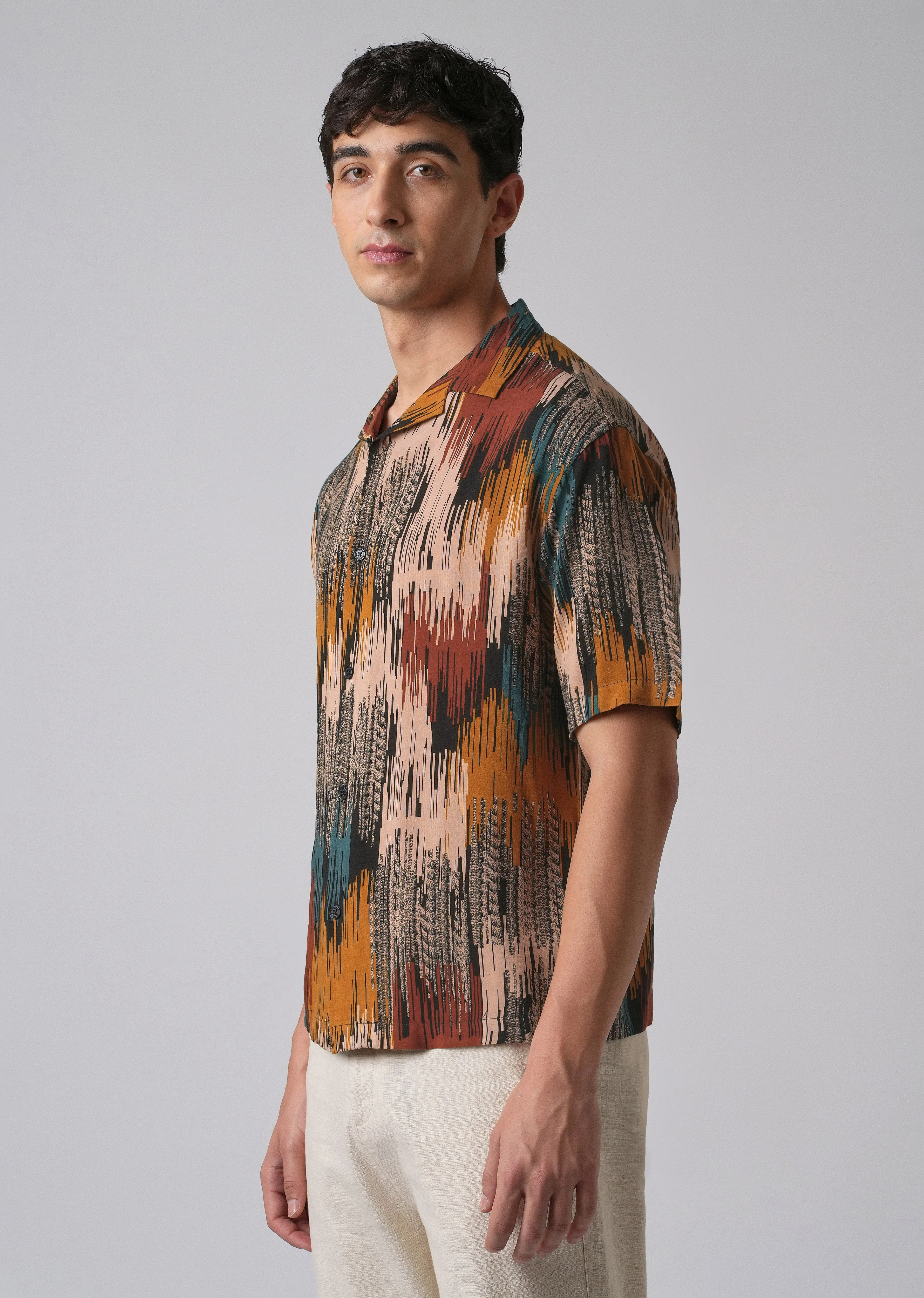 Red Abstract Brushstroke Oversized Feather Shirt - Image 4