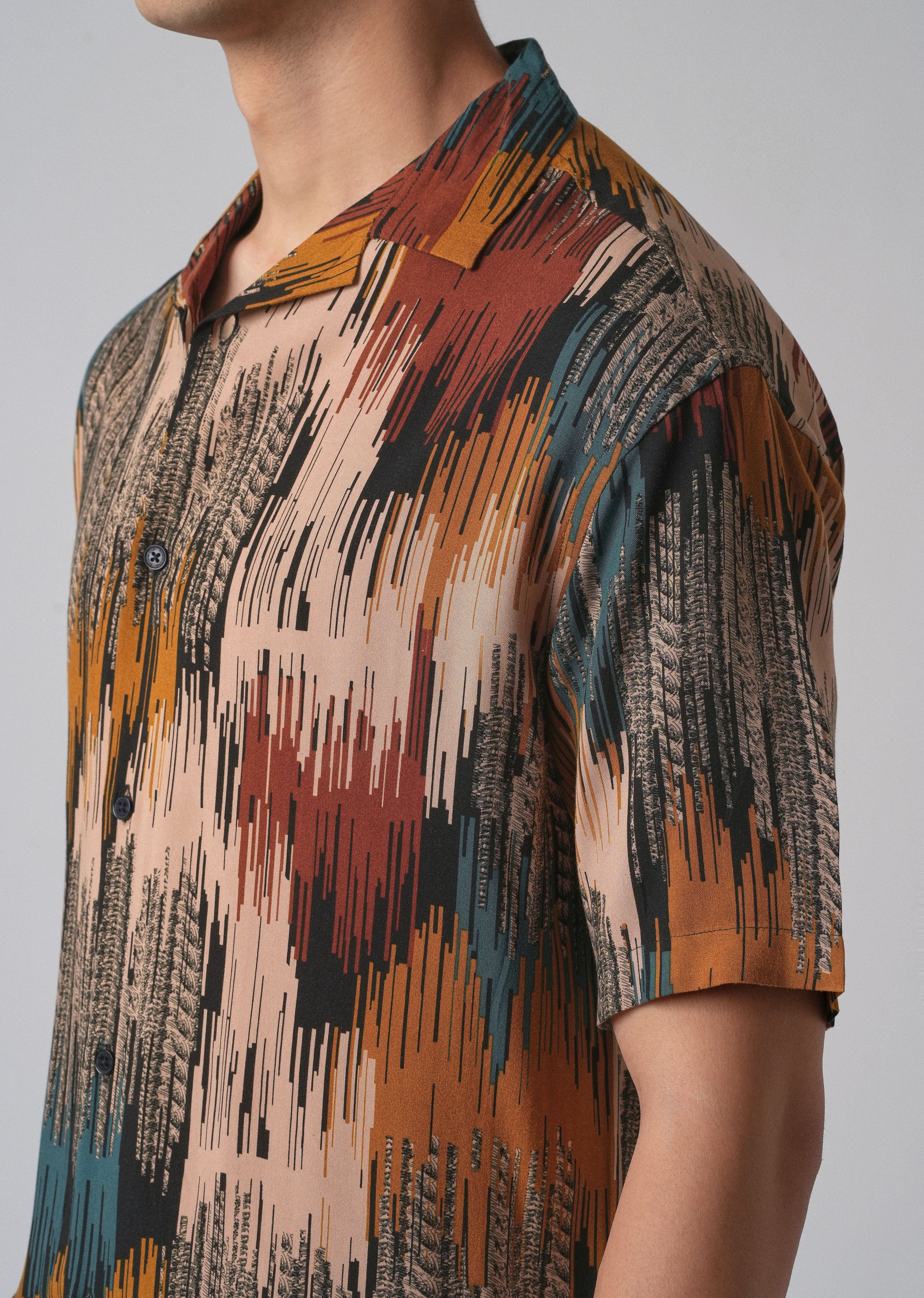 Red Abstract Brushstroke Oversized Feather Shirt - Image 6