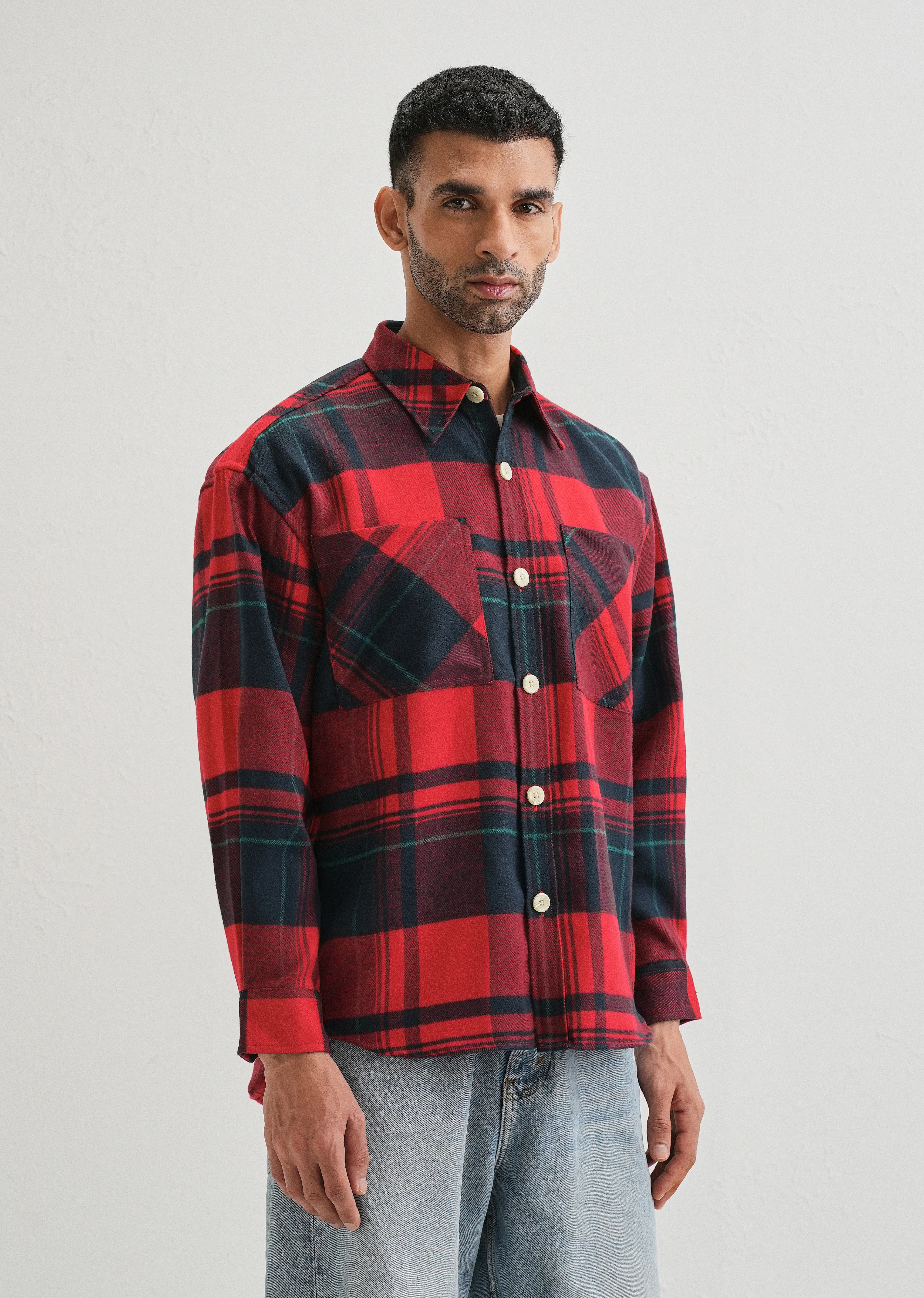 Red Checked Relaxed Fit Shacket - Image 4