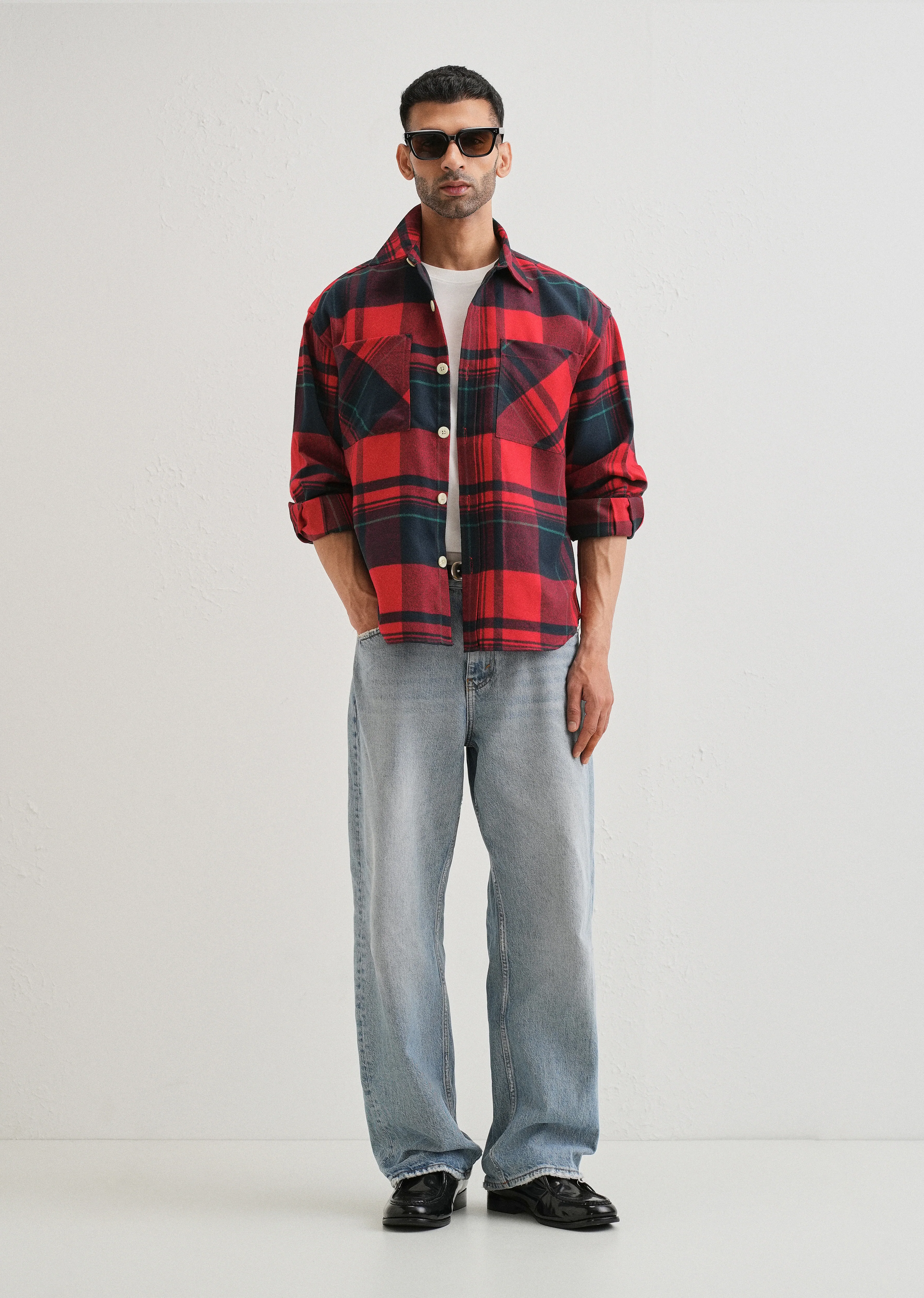 Red Checked Relaxed Fit Shacket - Image 6