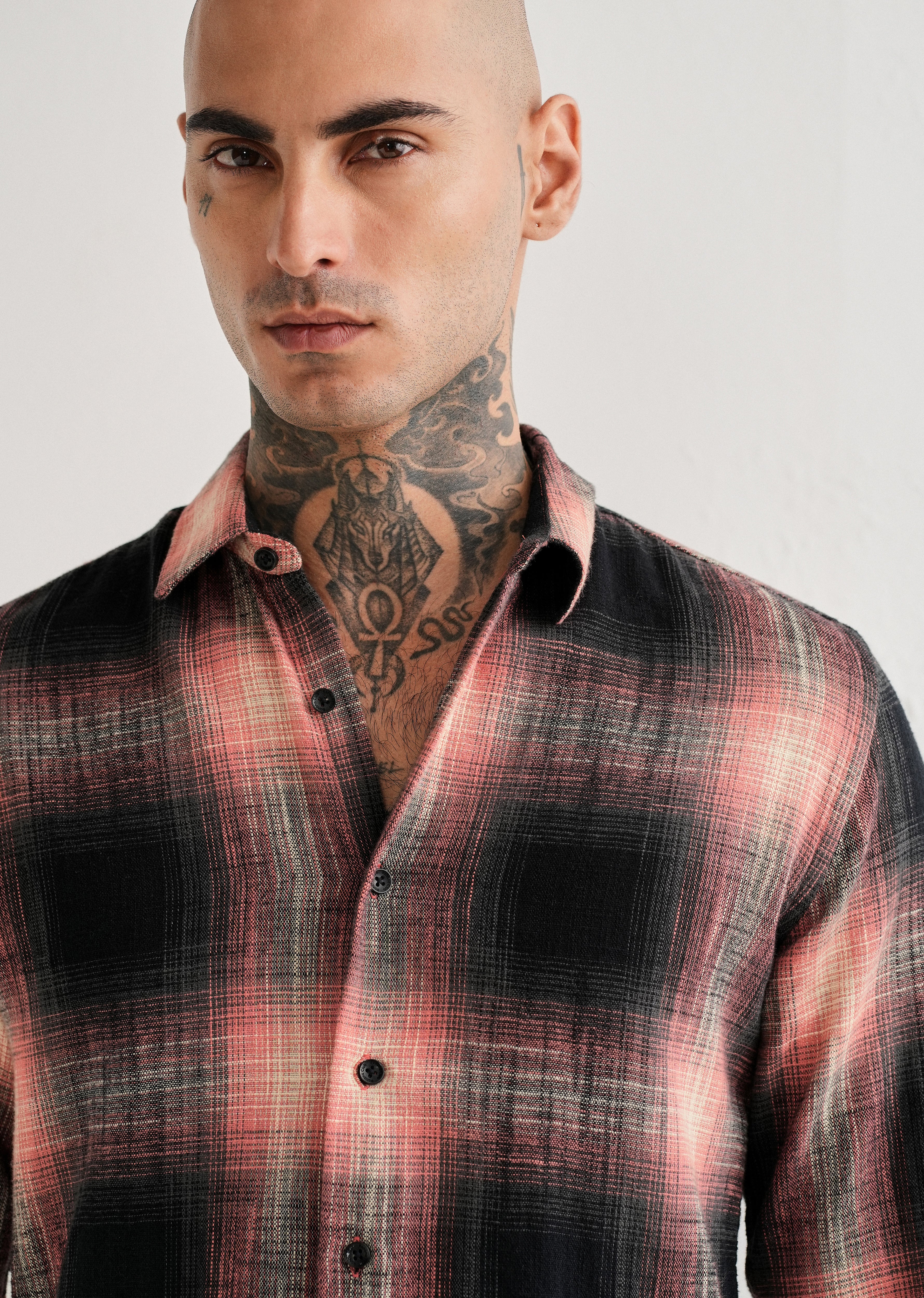 Red Cotton Linen Check Shirt - Image 3
