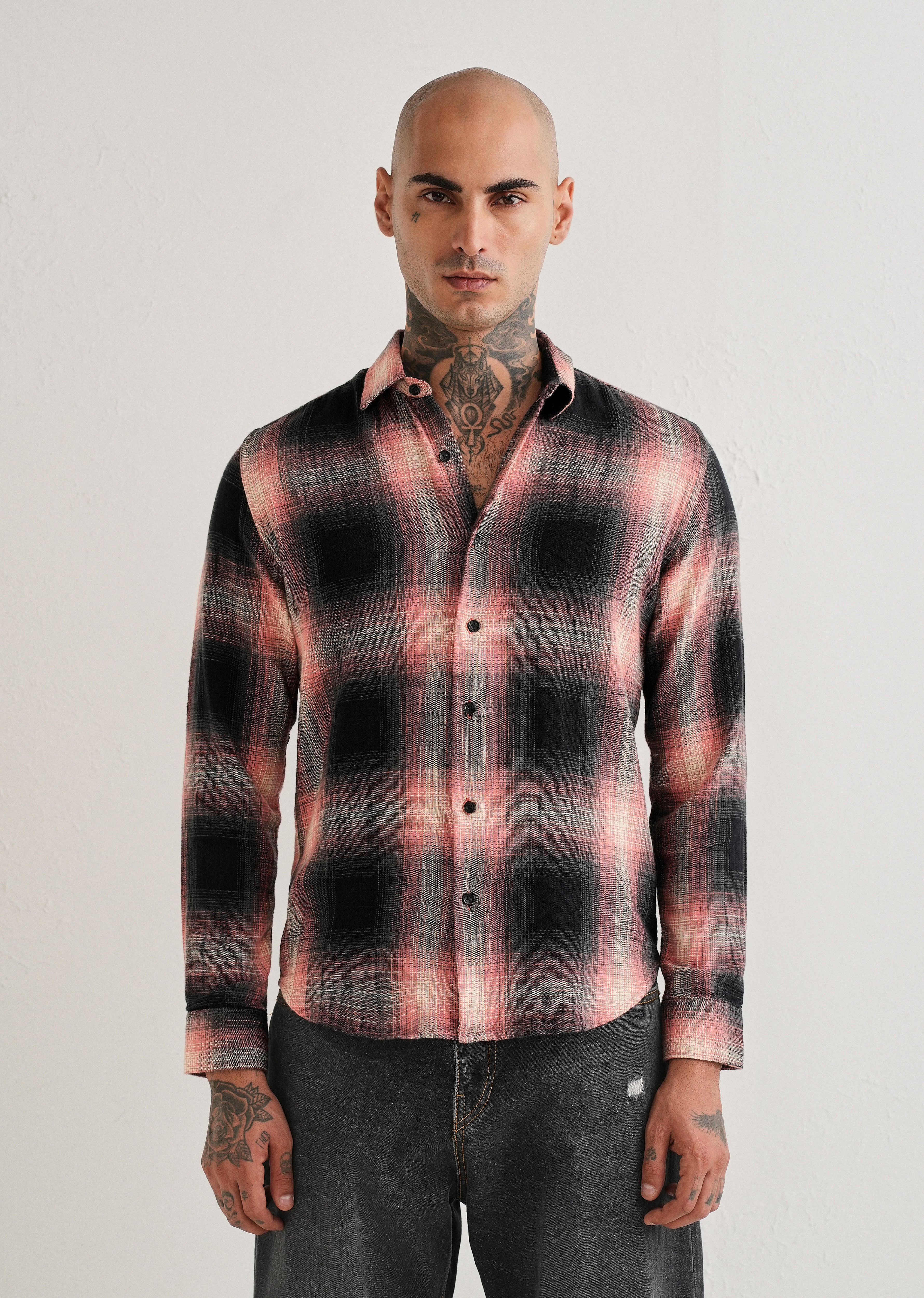 Red Cotton Linen Check Shirt - Image 4