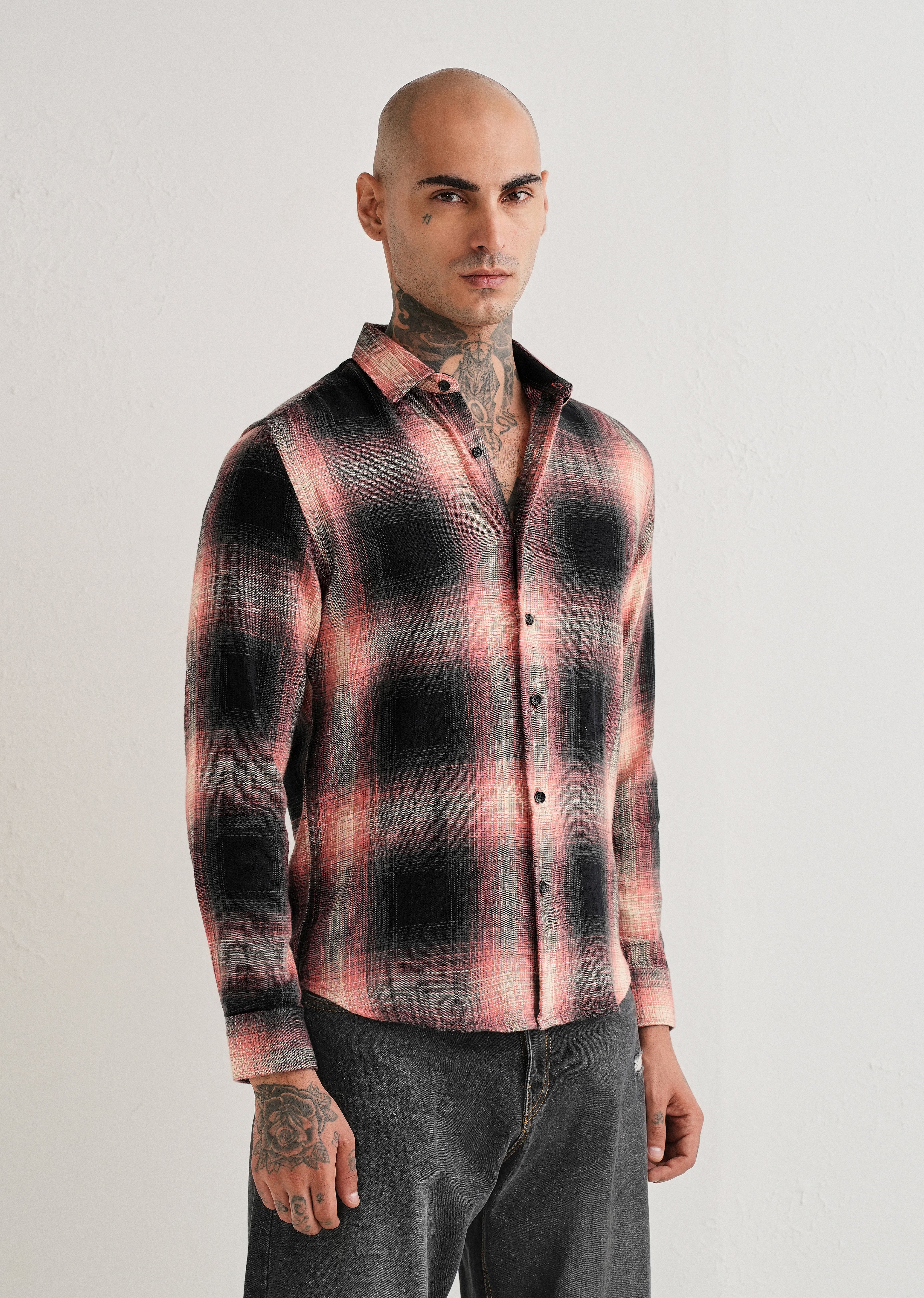 Red Cotton Linen Check Shirt - Image 6