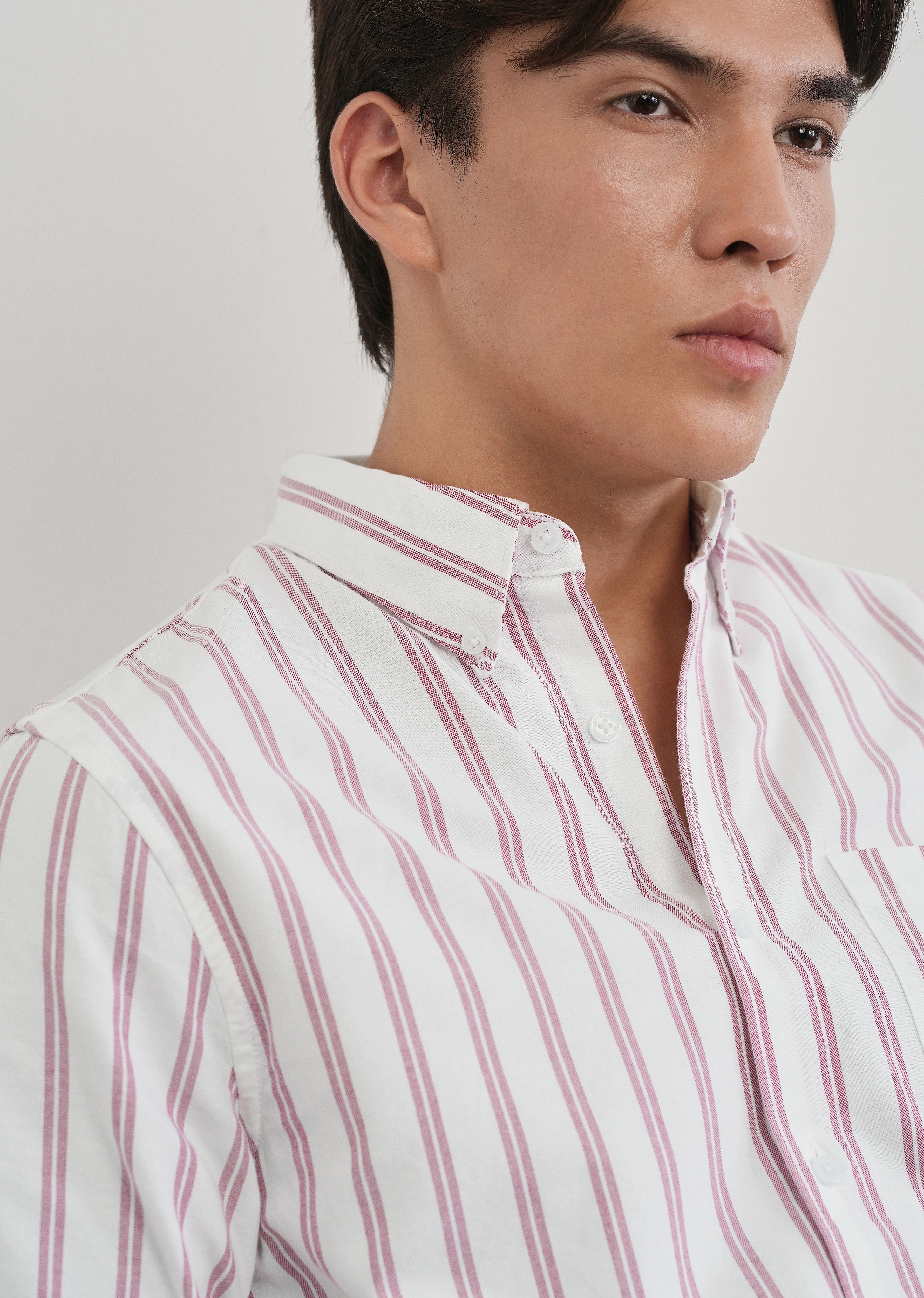 Red Double Stripe Cotton Shirt - Image 5