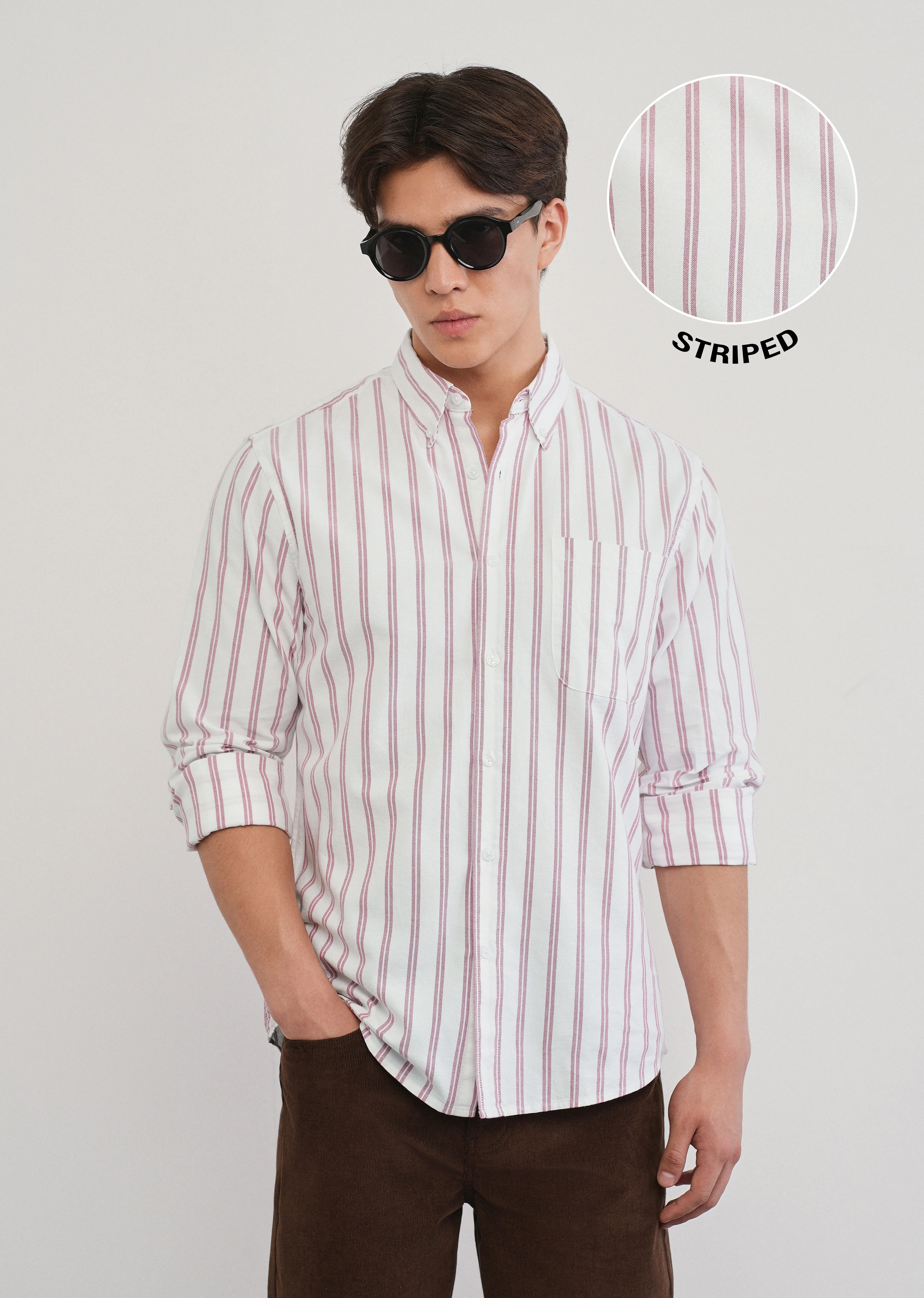 Red Double Stripe Cotton Shirt - Image 7