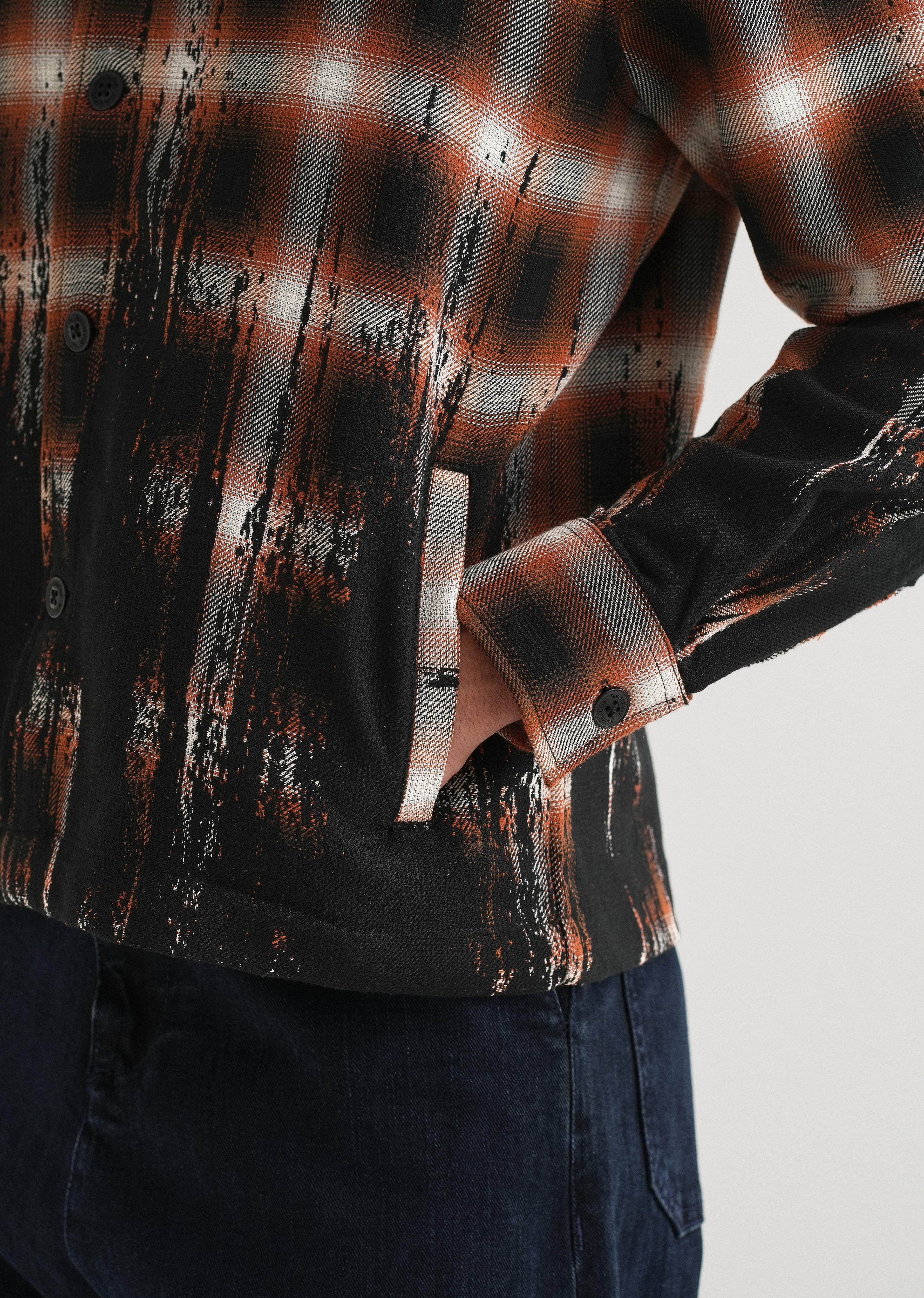 Red Gradient Grunge Check Shacket - Image 2
