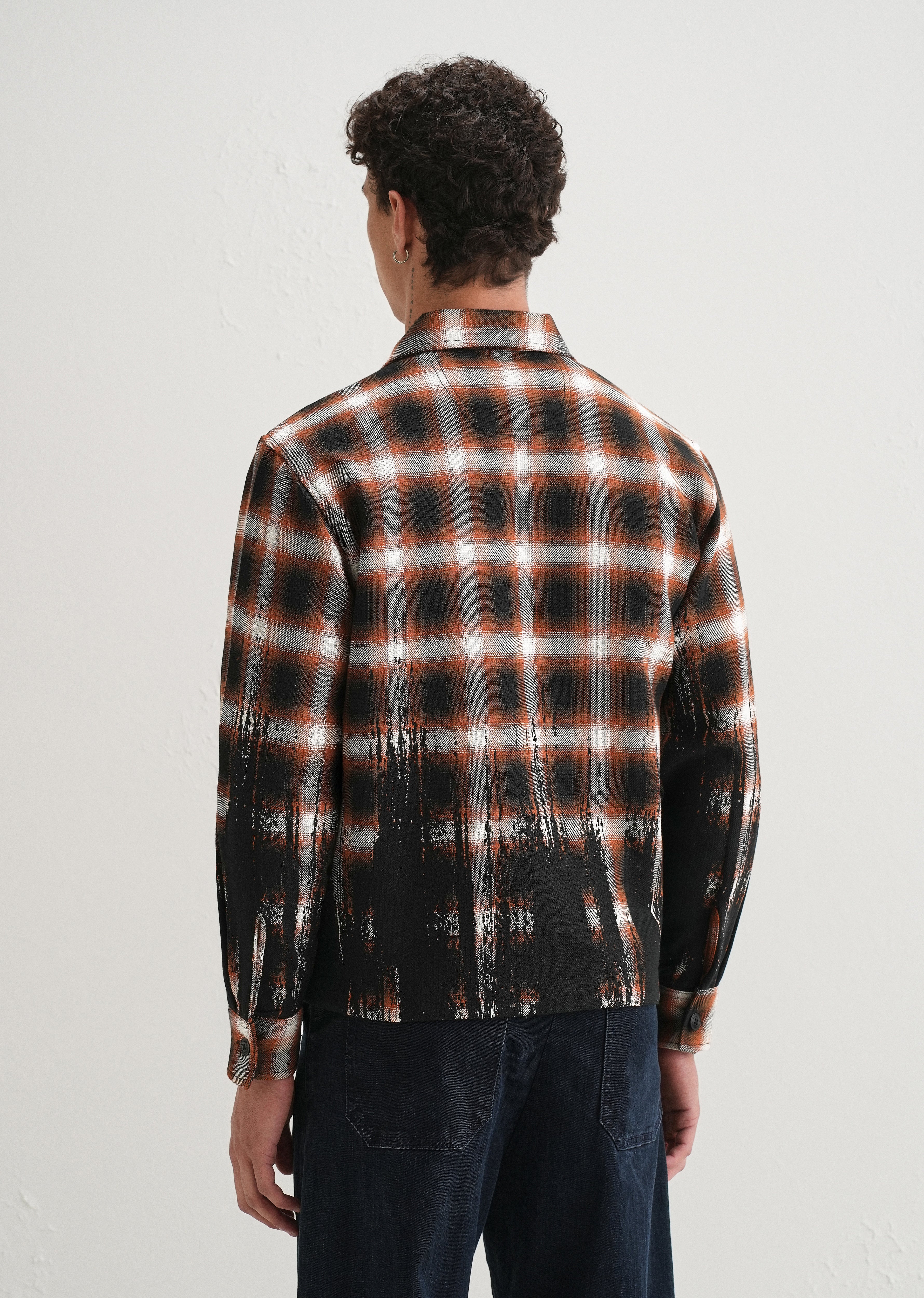 Red Gradient Grunge Check Shacket - Image 3