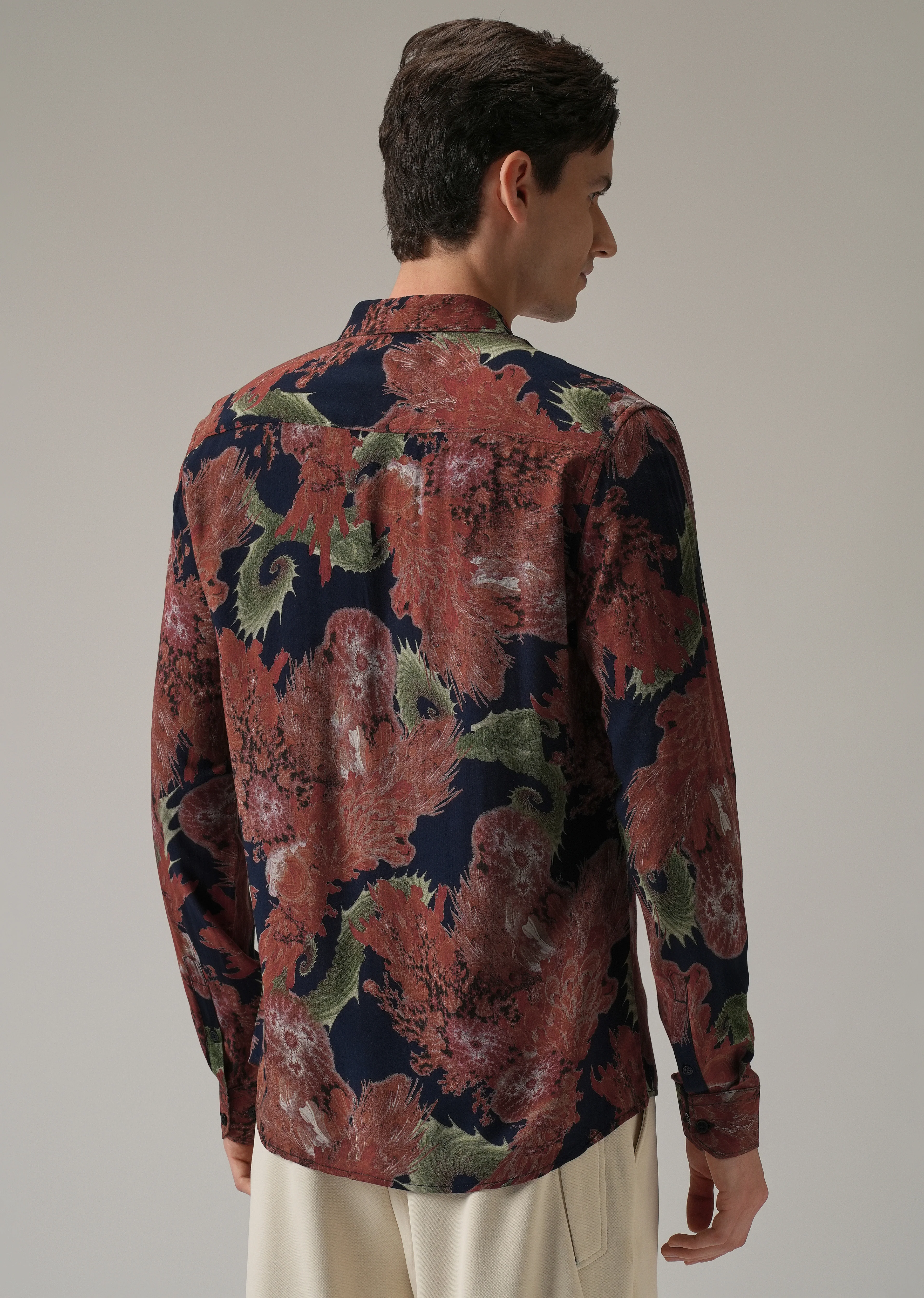 Red Prickly Flora Print Feather Shirt - Image 2