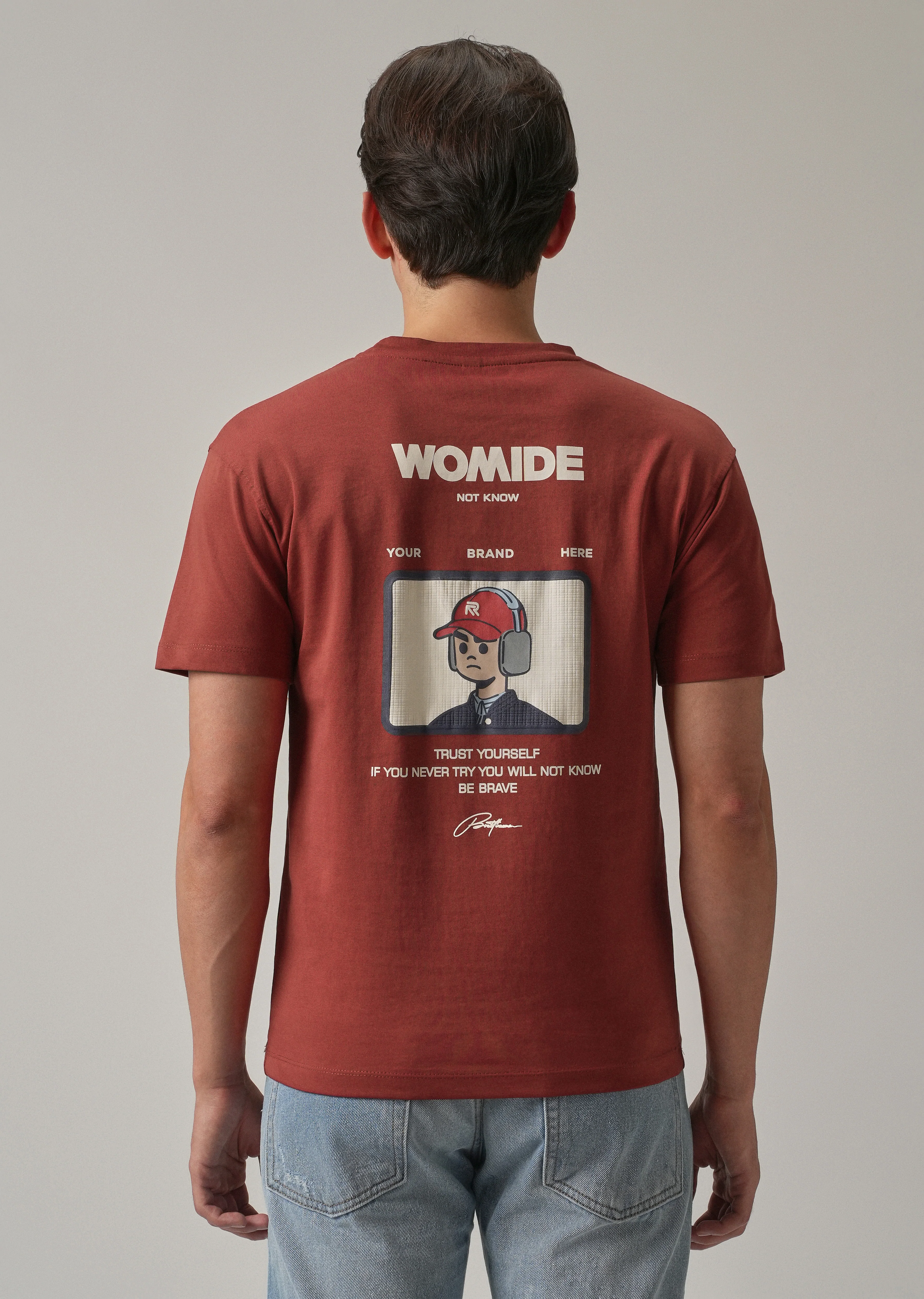 Red Printed Slim Fit T-Shirt - Image 5