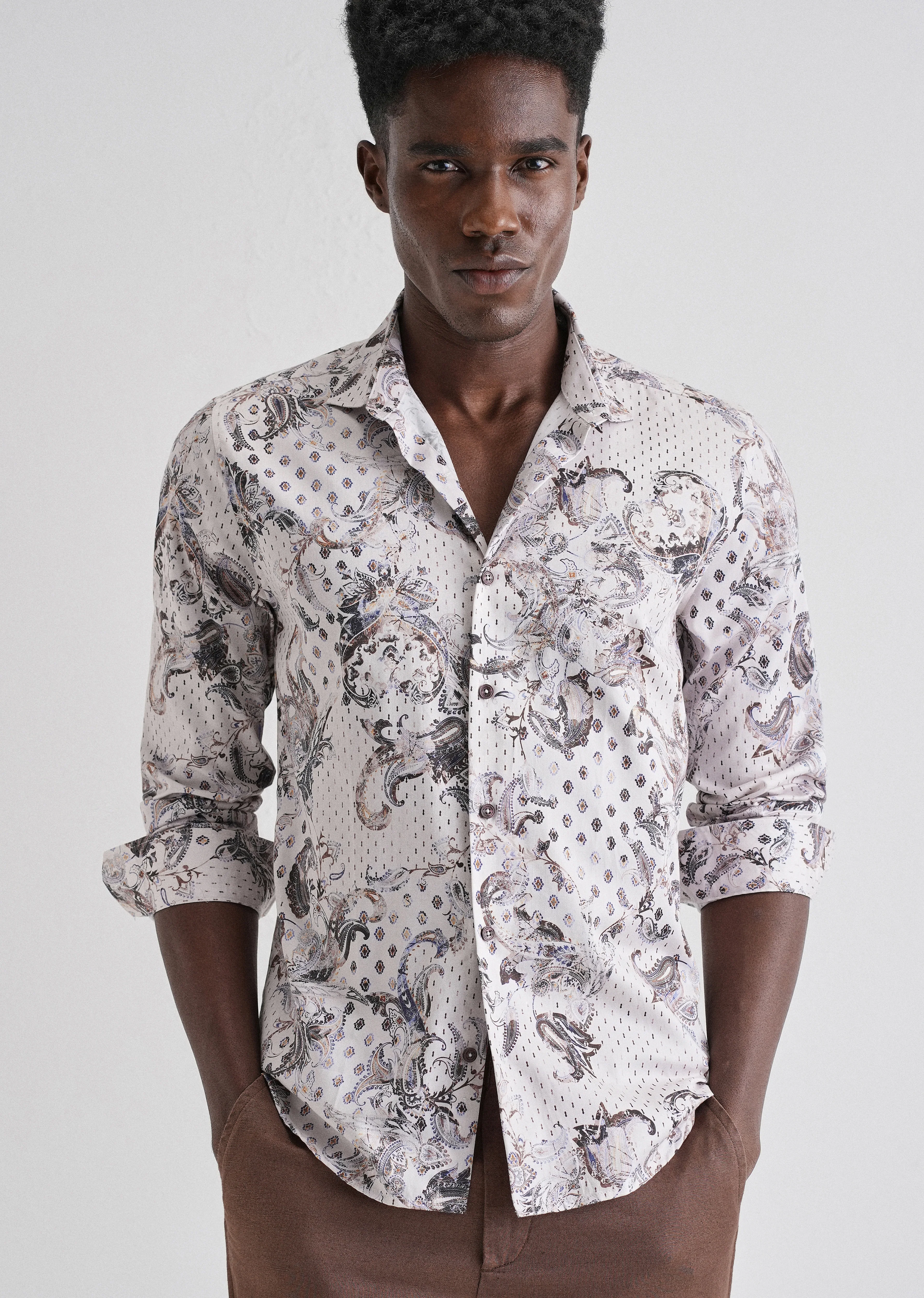 Retro Paisley Printed Shirt - Image 7