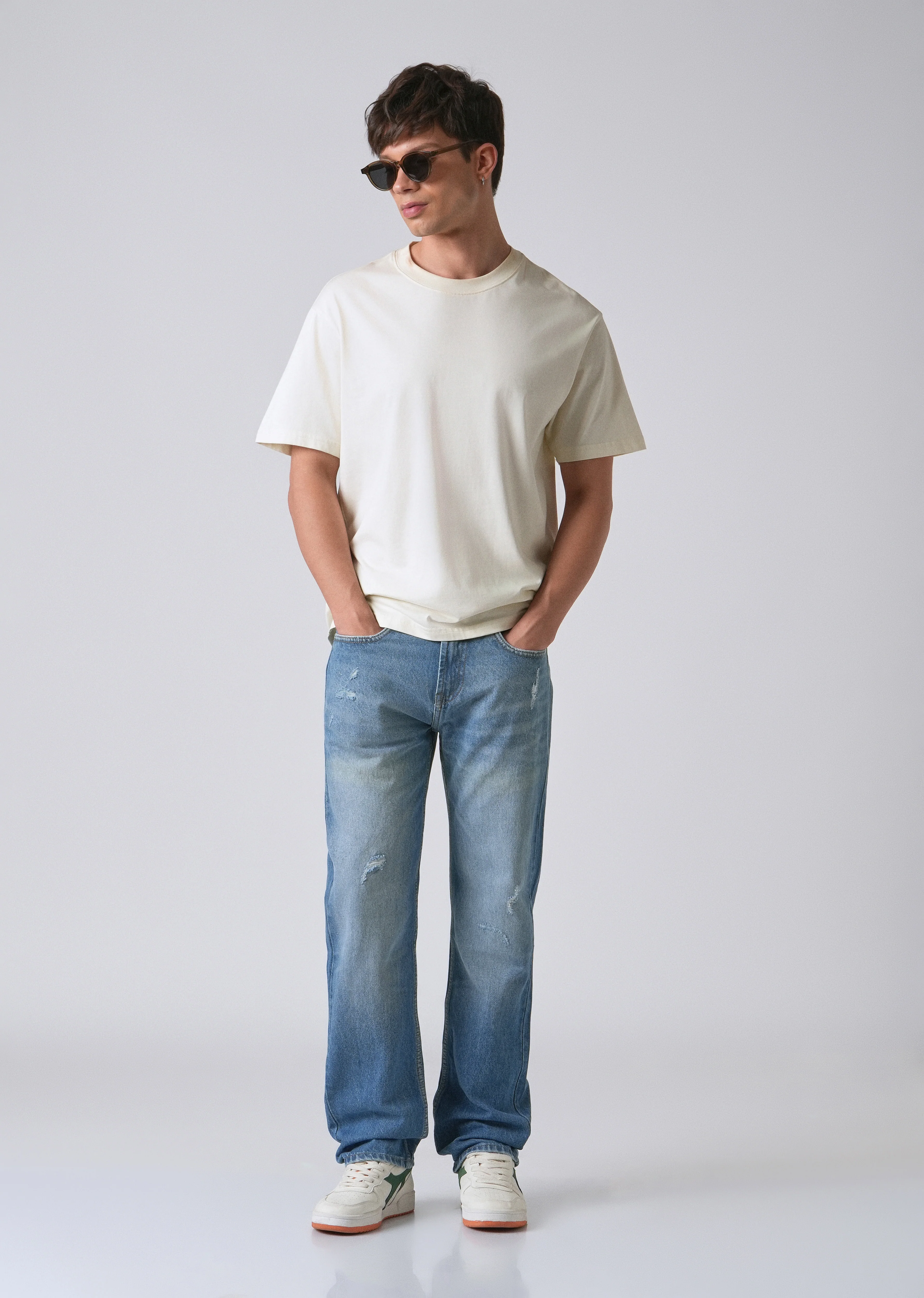 Ripped Blue Straight Fit Denim - Image 6