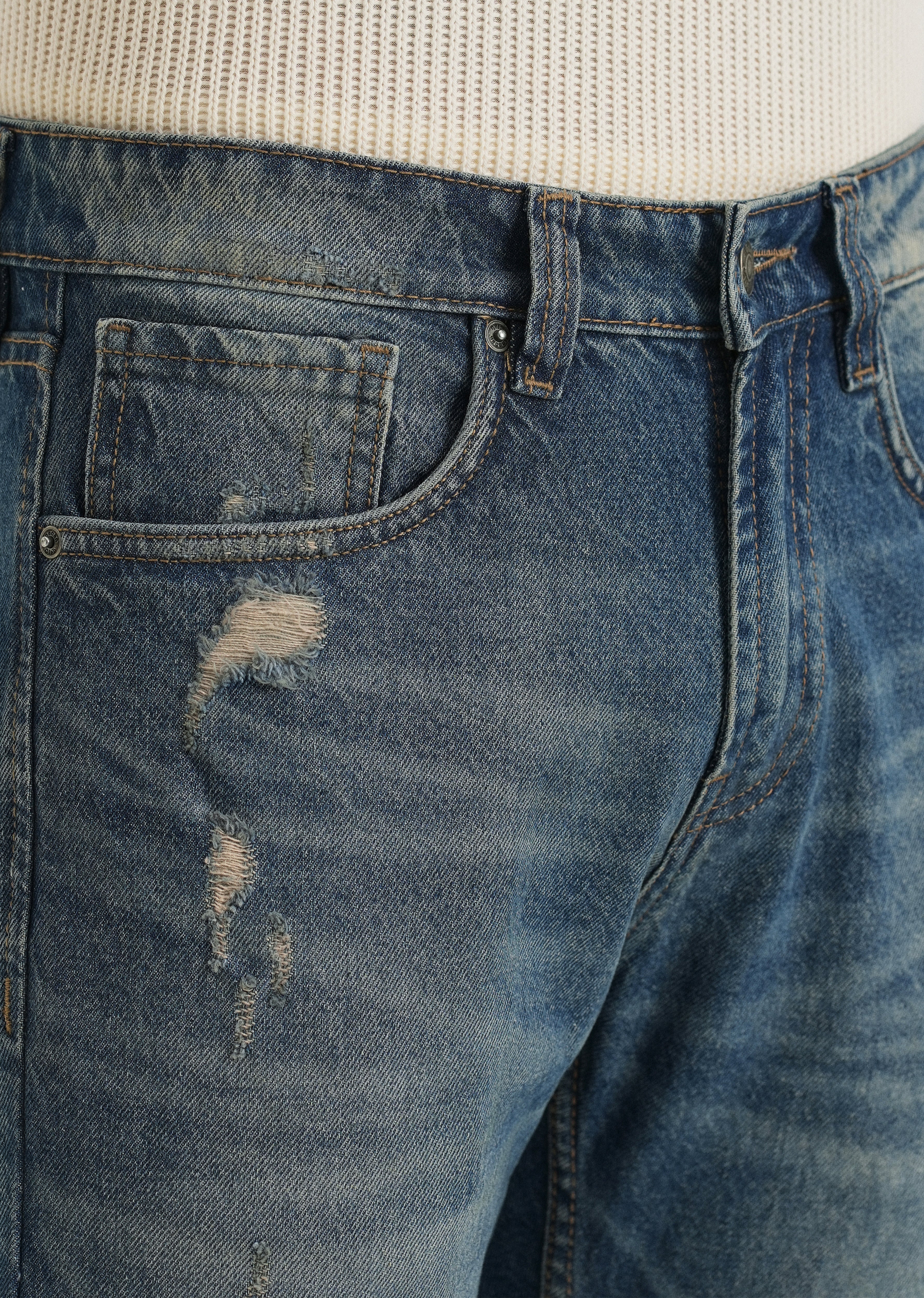 Ripped Blue Straight fit Jeans - Image 5